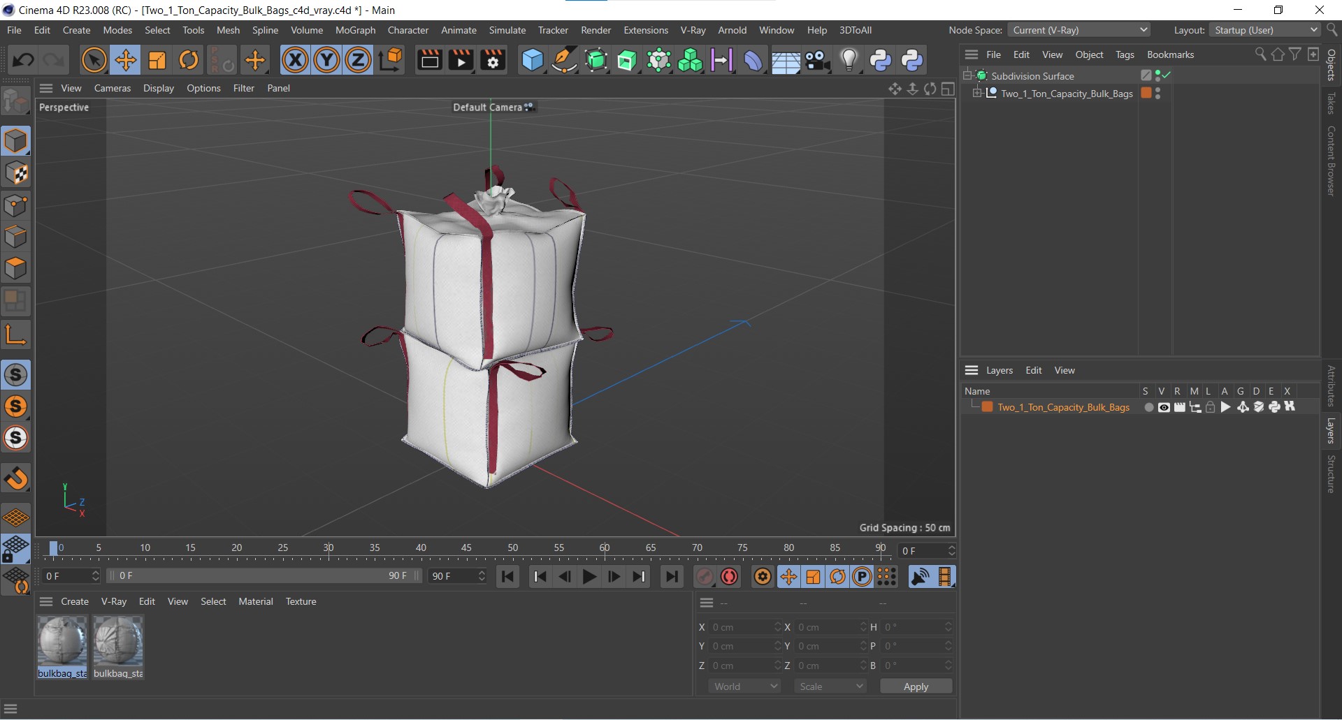 3D Two 1 Ton Capacity Bulk Bags model