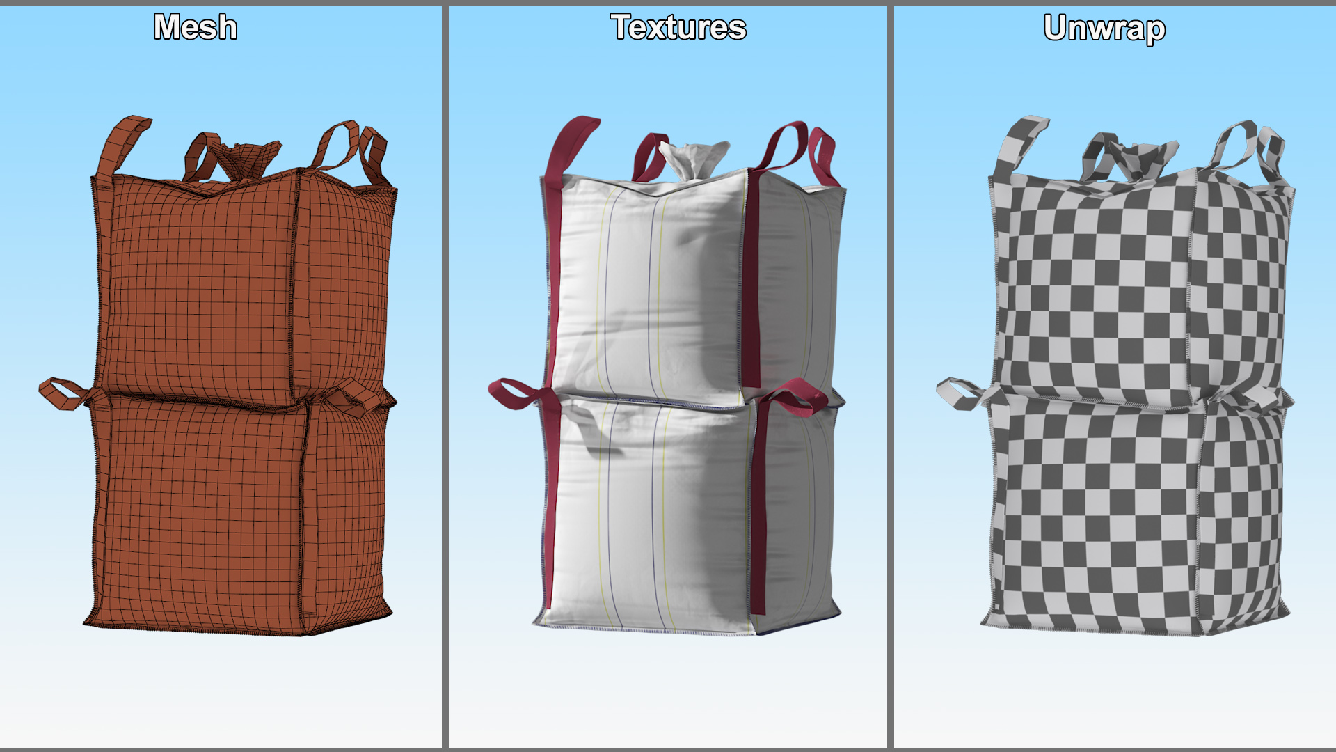 3D Two 1 Ton Capacity Bulk Bags model