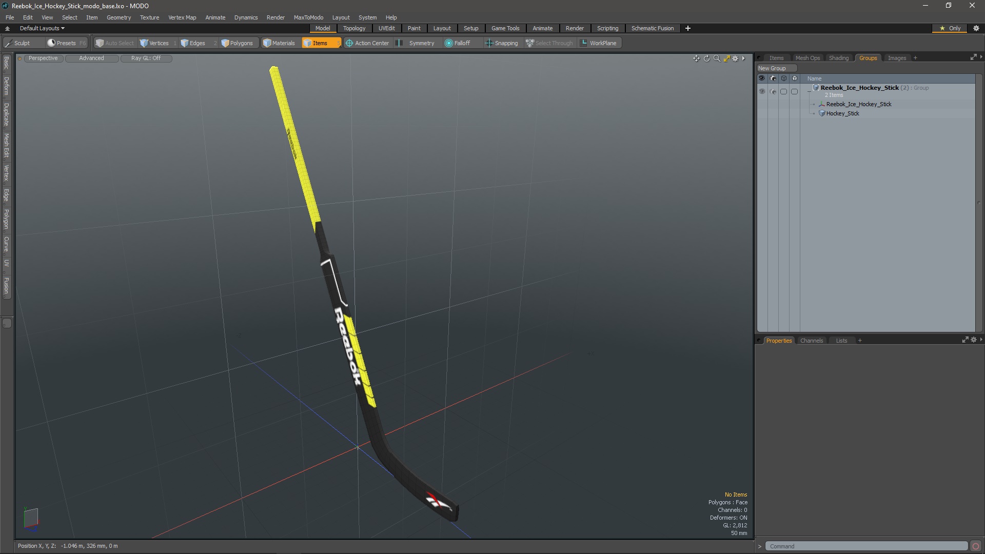 3D Reebok Ice Hockey Stick model