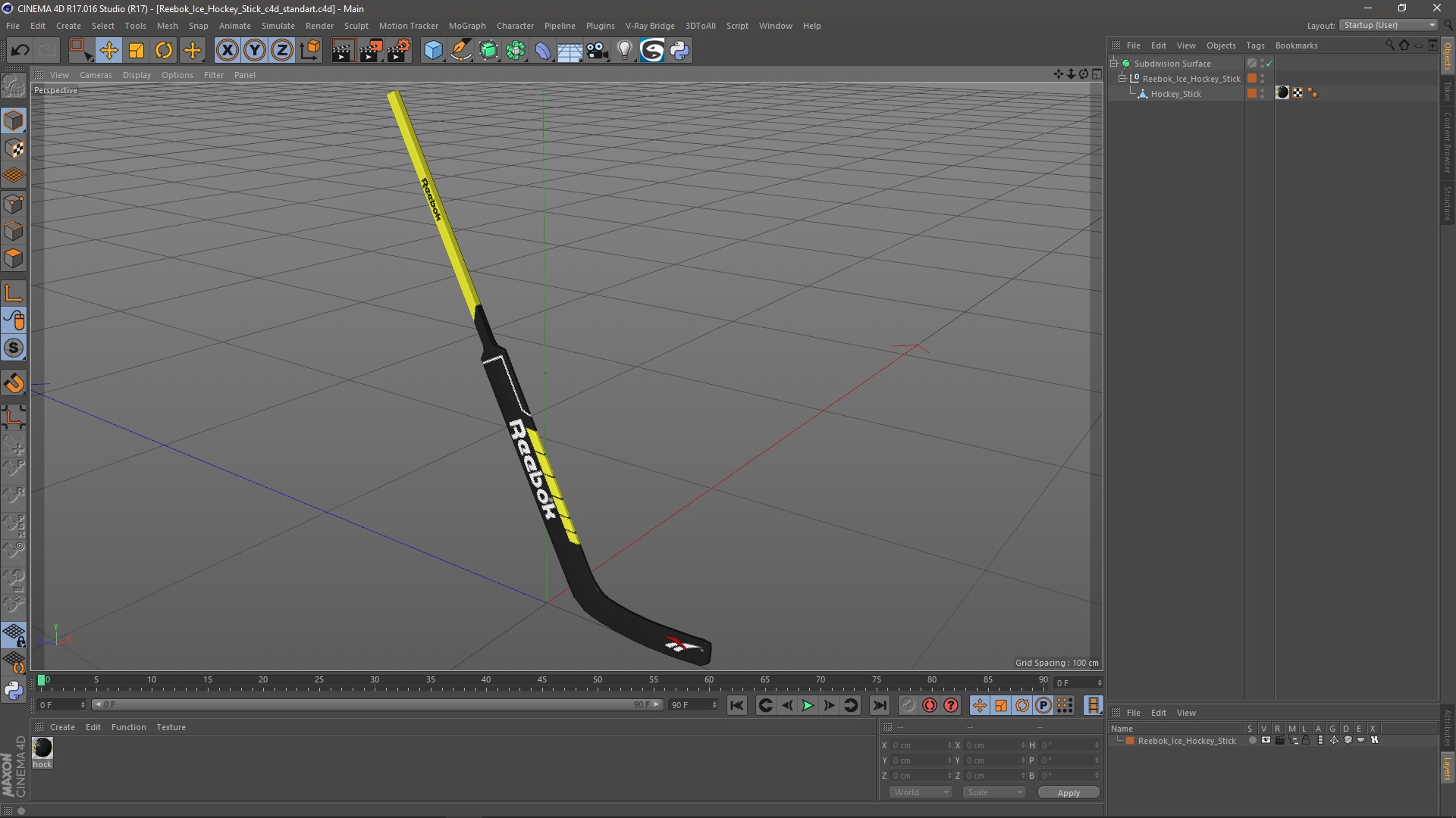 3D Reebok Ice Hockey Stick model