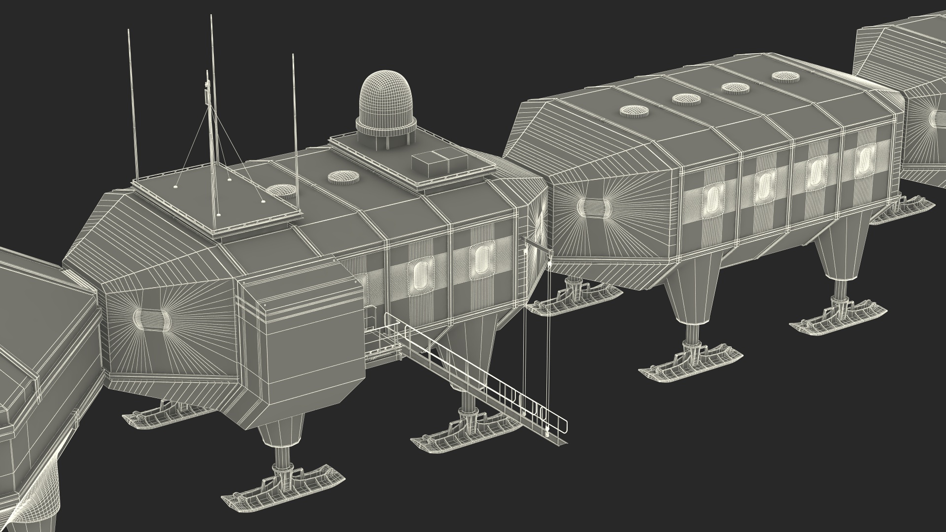 3D model Antarctic Station Halley VI in Snow