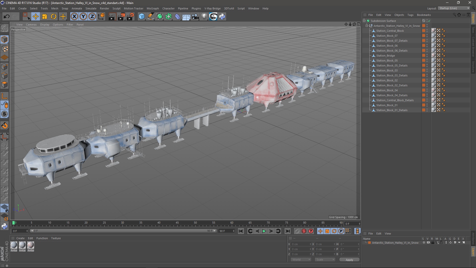 3D model Antarctic Station Halley VI in Snow