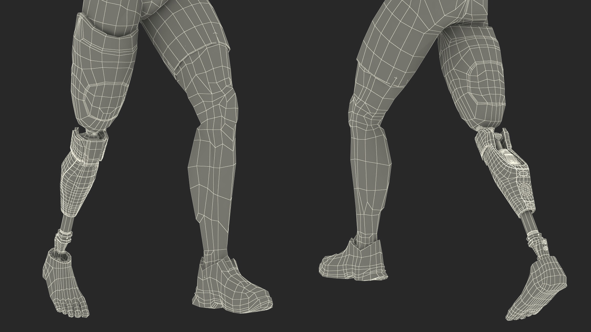 3D Athlete Wearing Prosthetic Leg Running Pose model