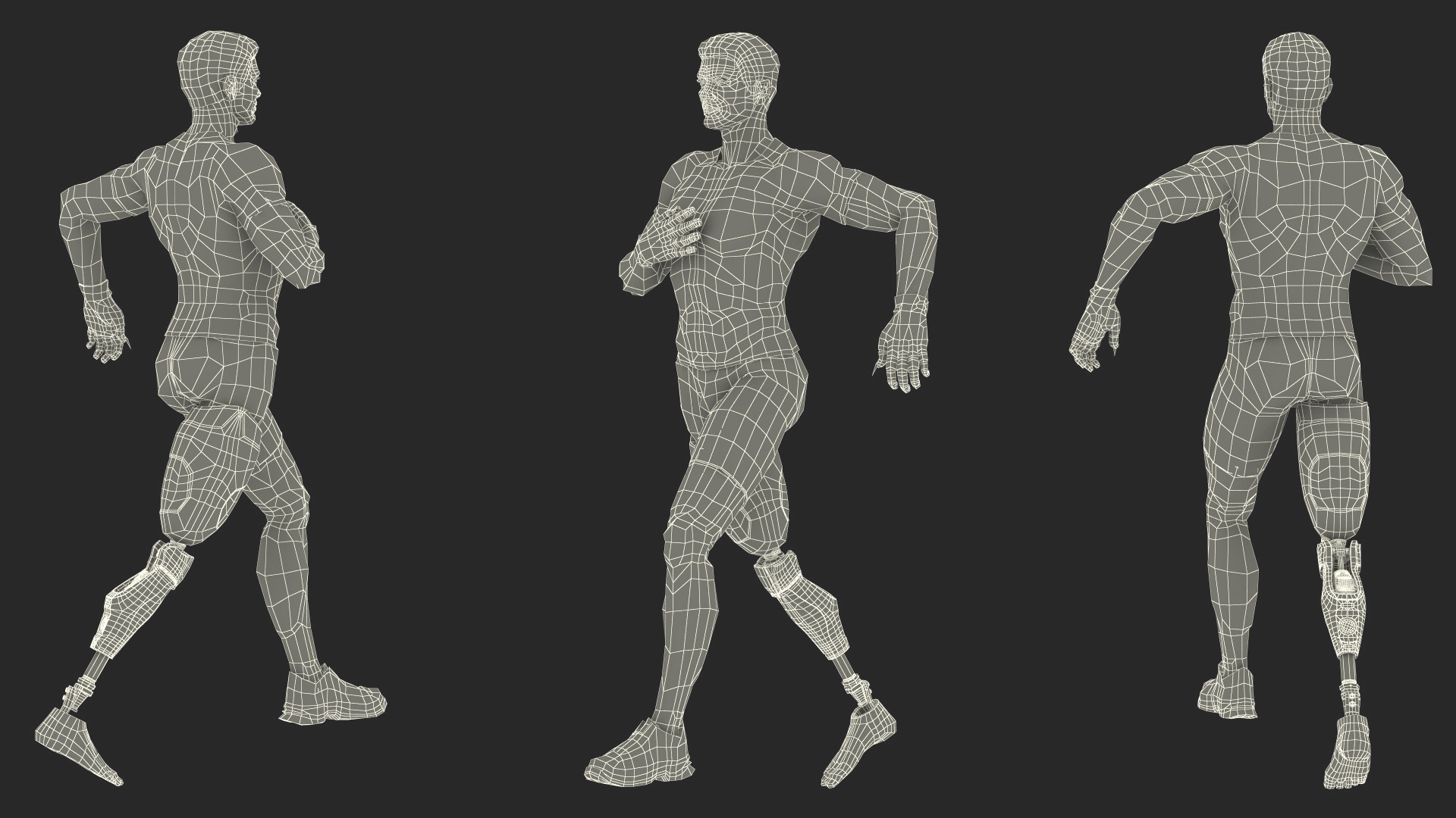 3D Athlete Wearing Prosthetic Leg Running Pose model