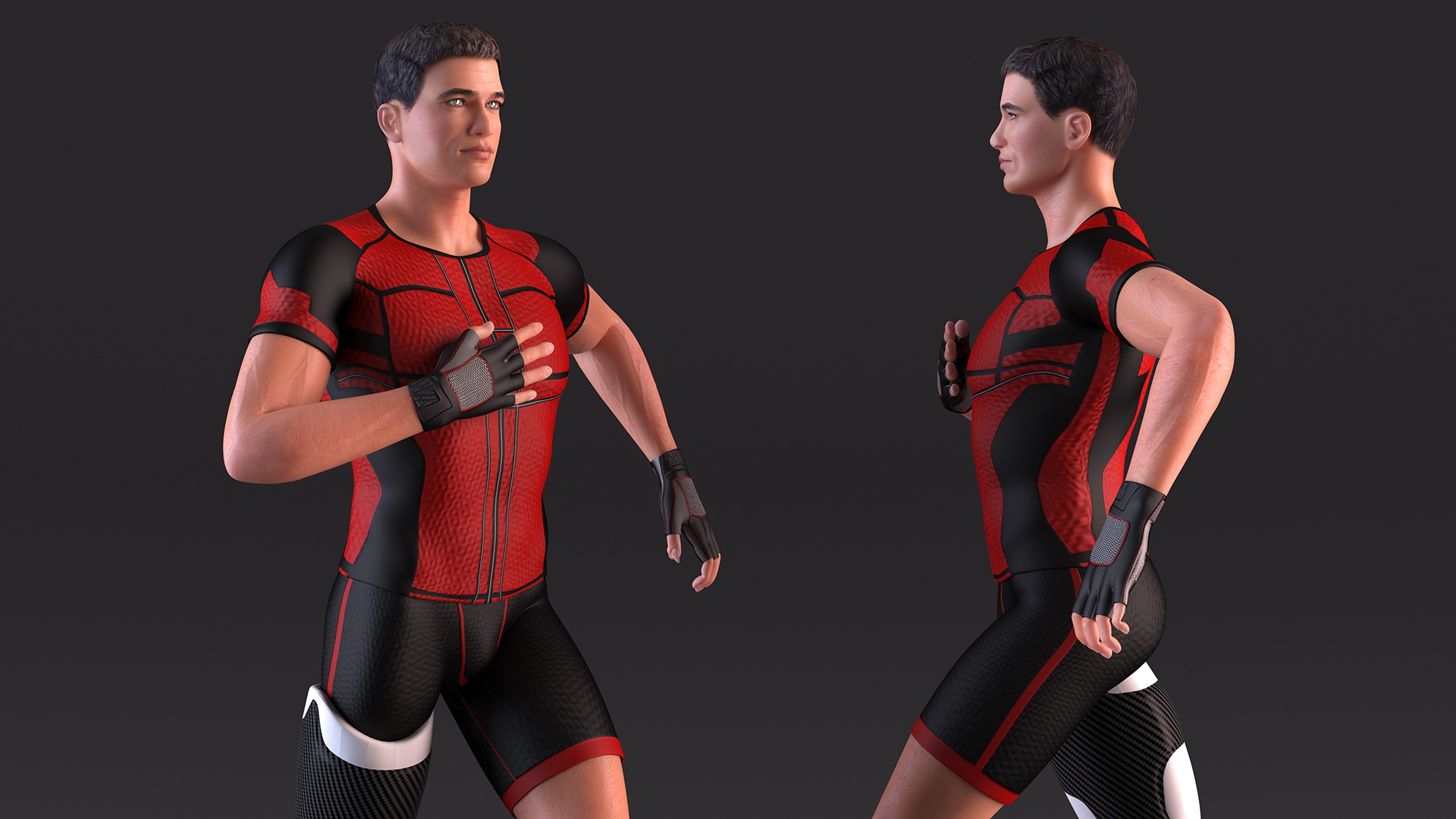 3D Athlete Wearing Prosthetic Leg Running Pose model
