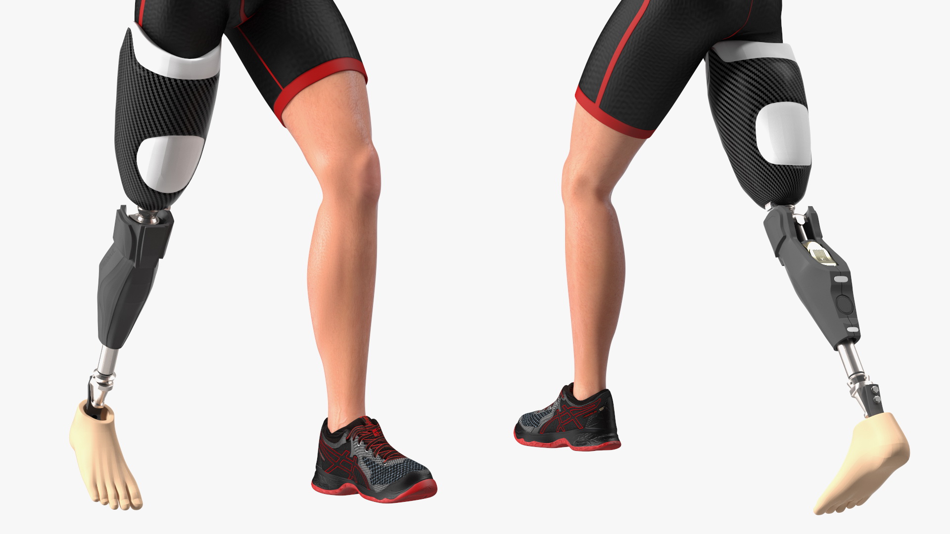 3D Athlete Wearing Prosthetic Leg Running Pose model