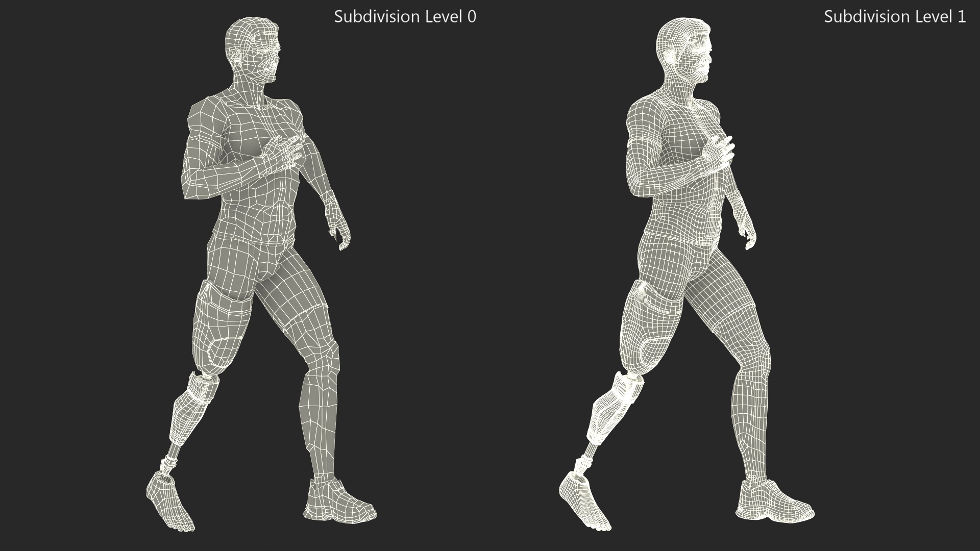 3D Athlete Wearing Prosthetic Leg Running Pose model