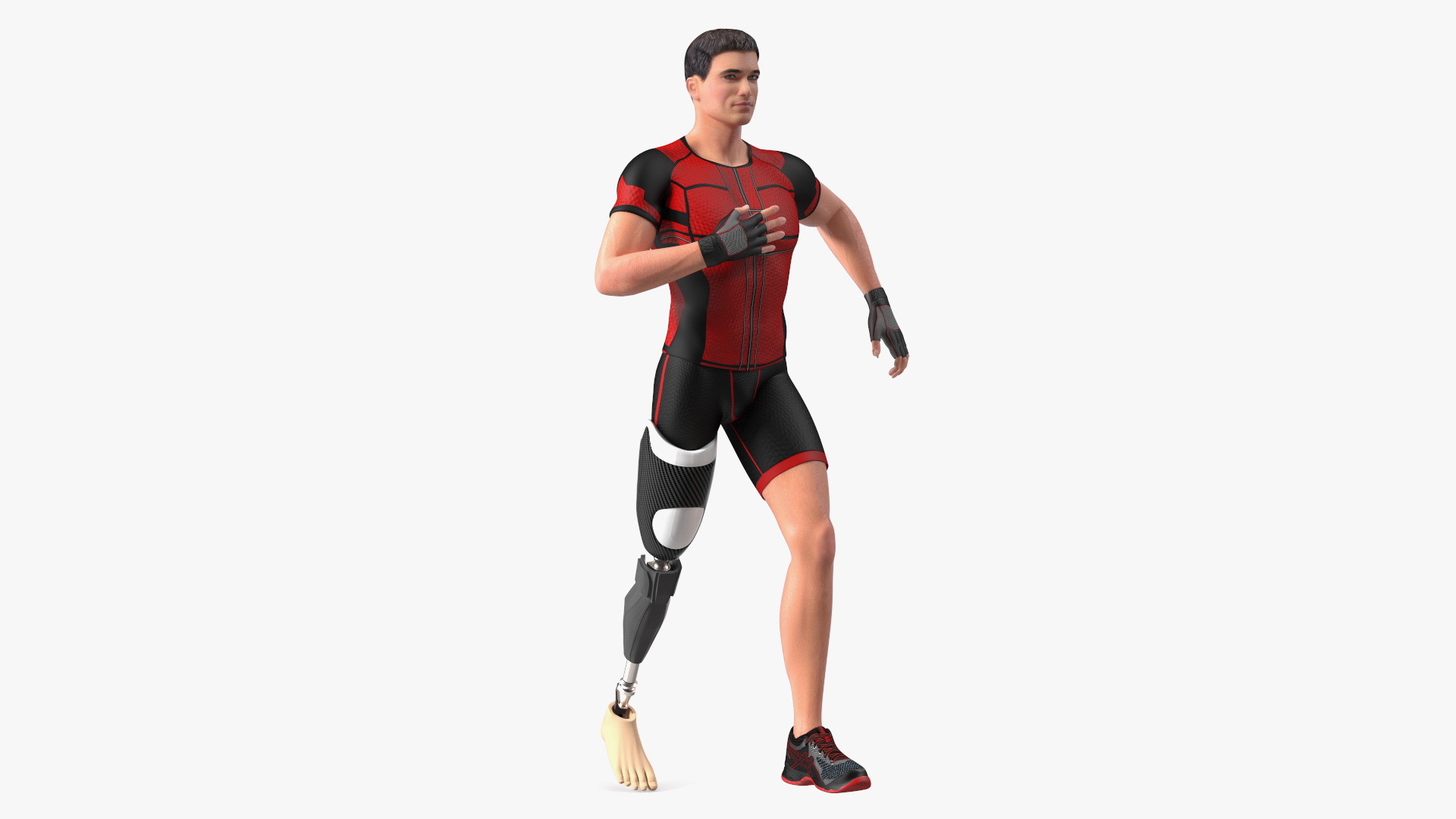 3D Athlete Wearing Prosthetic Leg Running Pose model