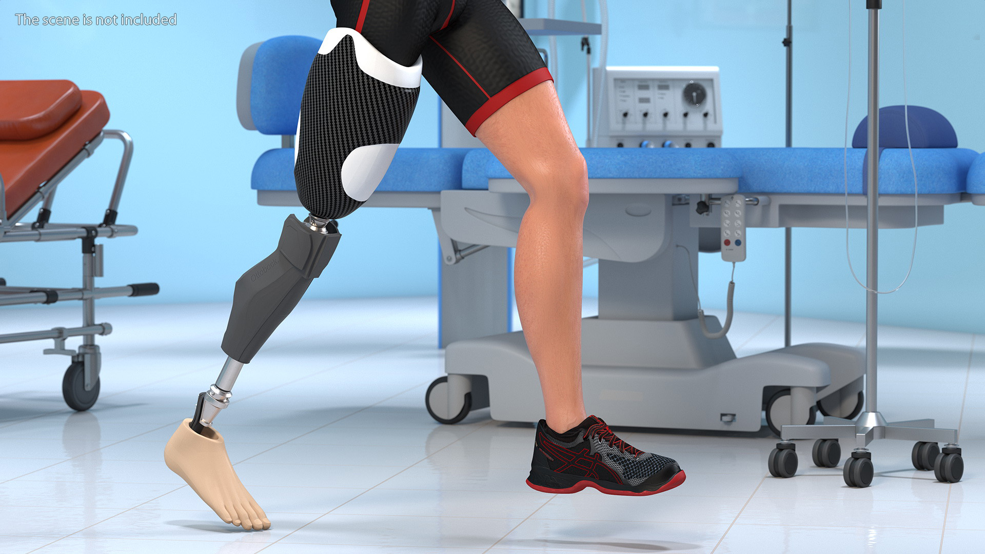 3D Athlete Wearing Prosthetic Leg Running Pose model