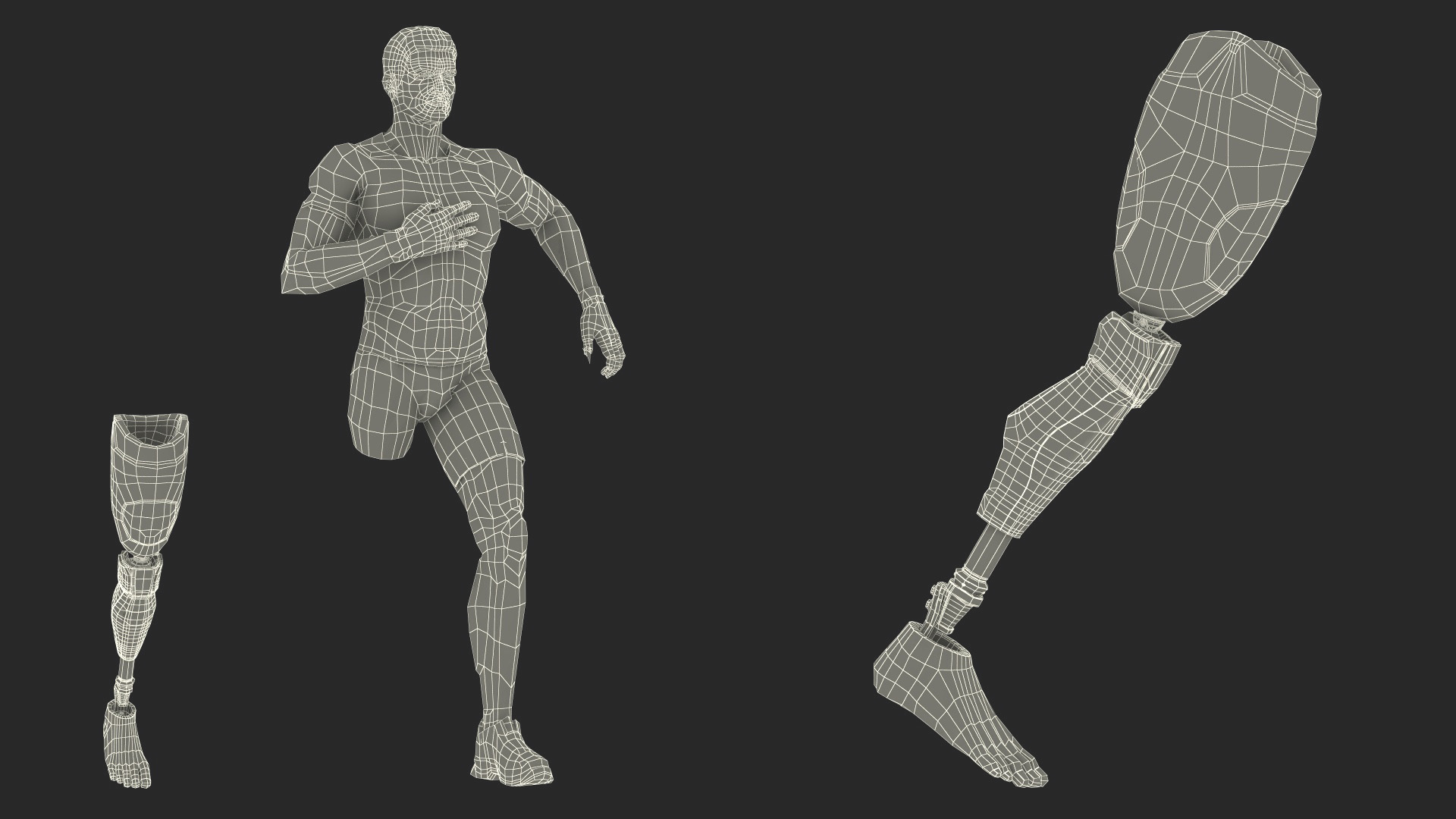 3D Athlete Wearing Prosthetic Leg Running Pose model