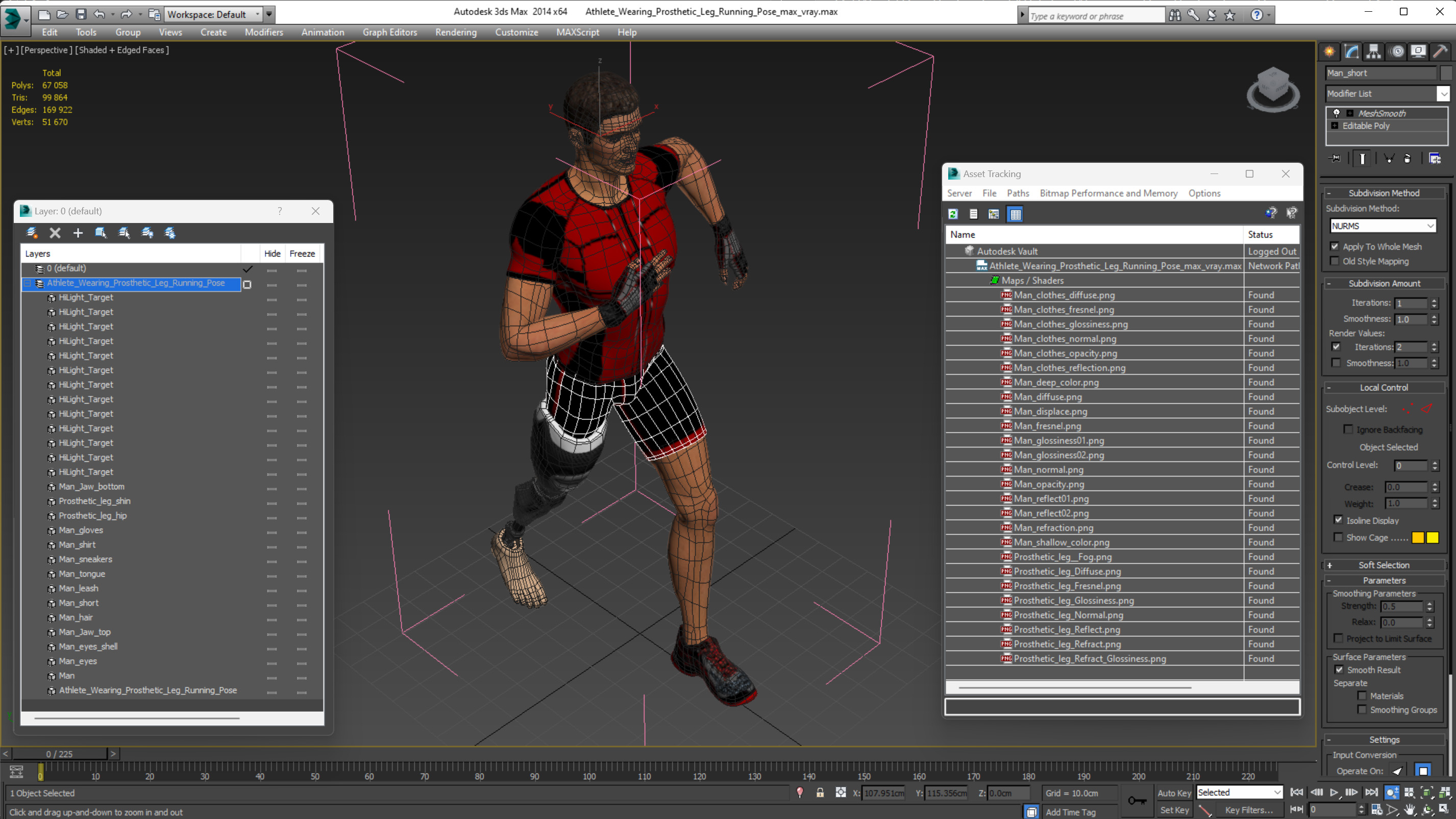 3D Athlete Wearing Prosthetic Leg Running Pose model