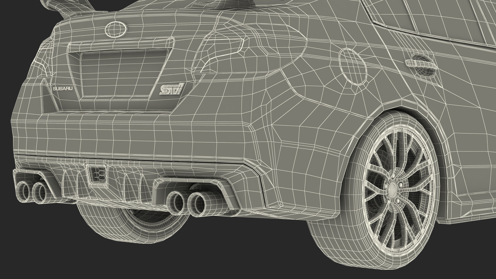 3D Black Subaru Sedan WRX STI 2021