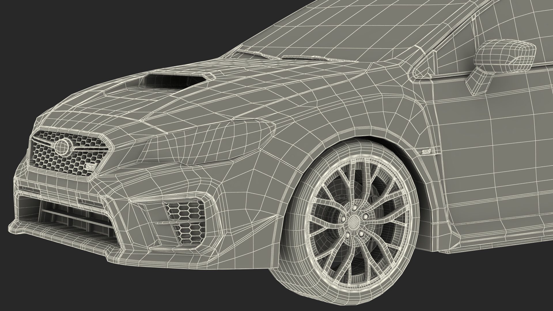 3D Black Subaru Sedan WRX STI 2021