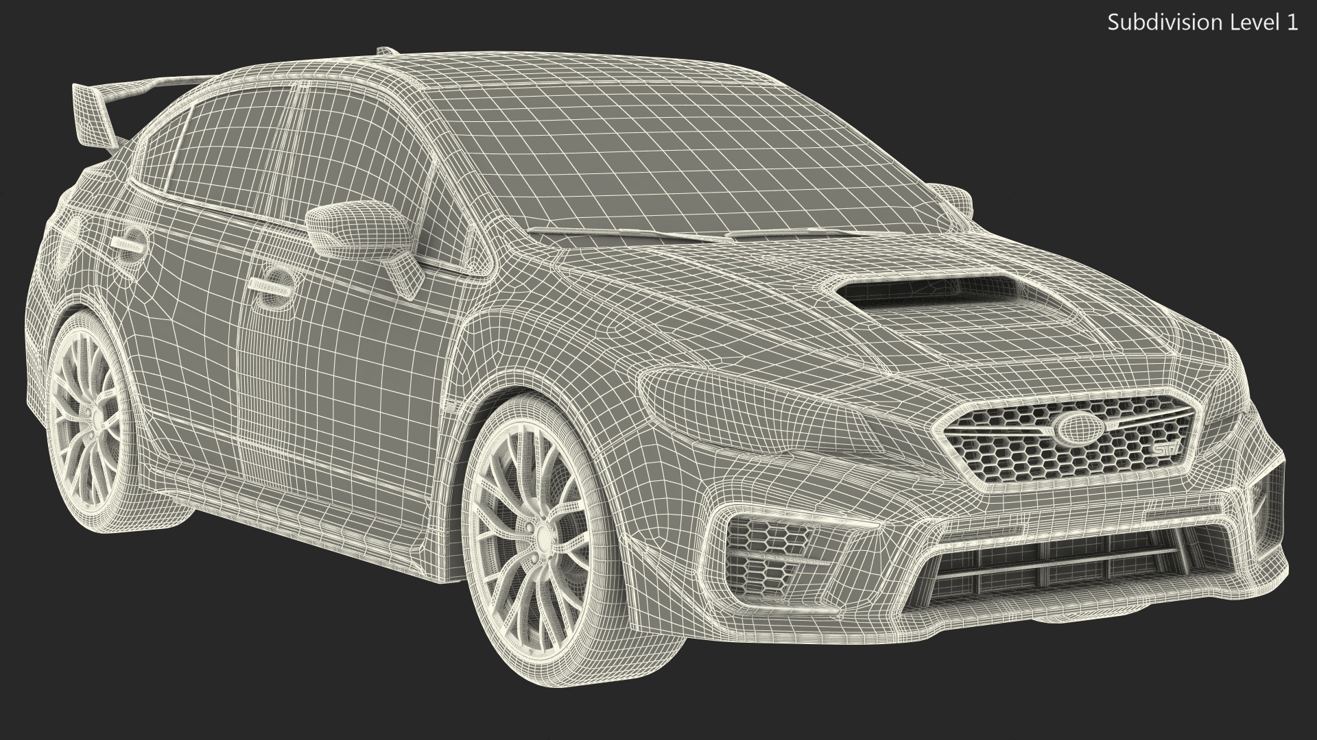 3D Black Subaru Sedan WRX STI 2021