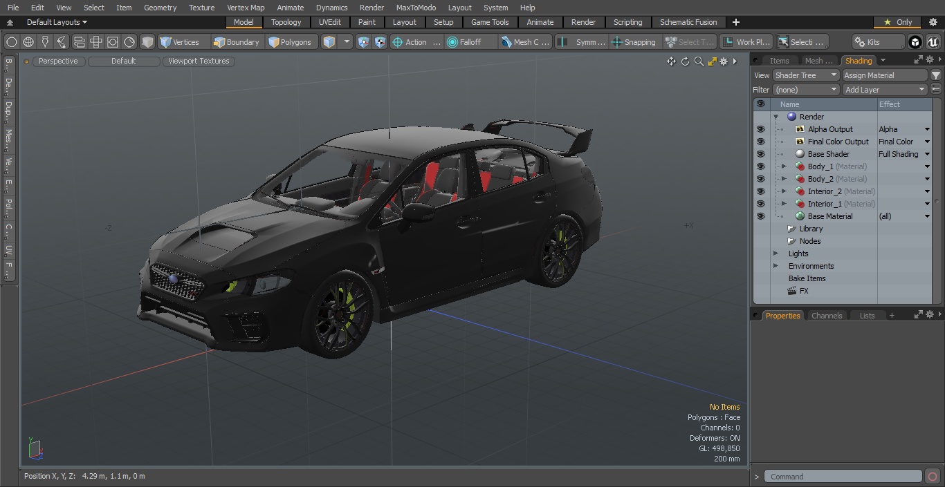 3D Black Subaru Sedan WRX STI 2021