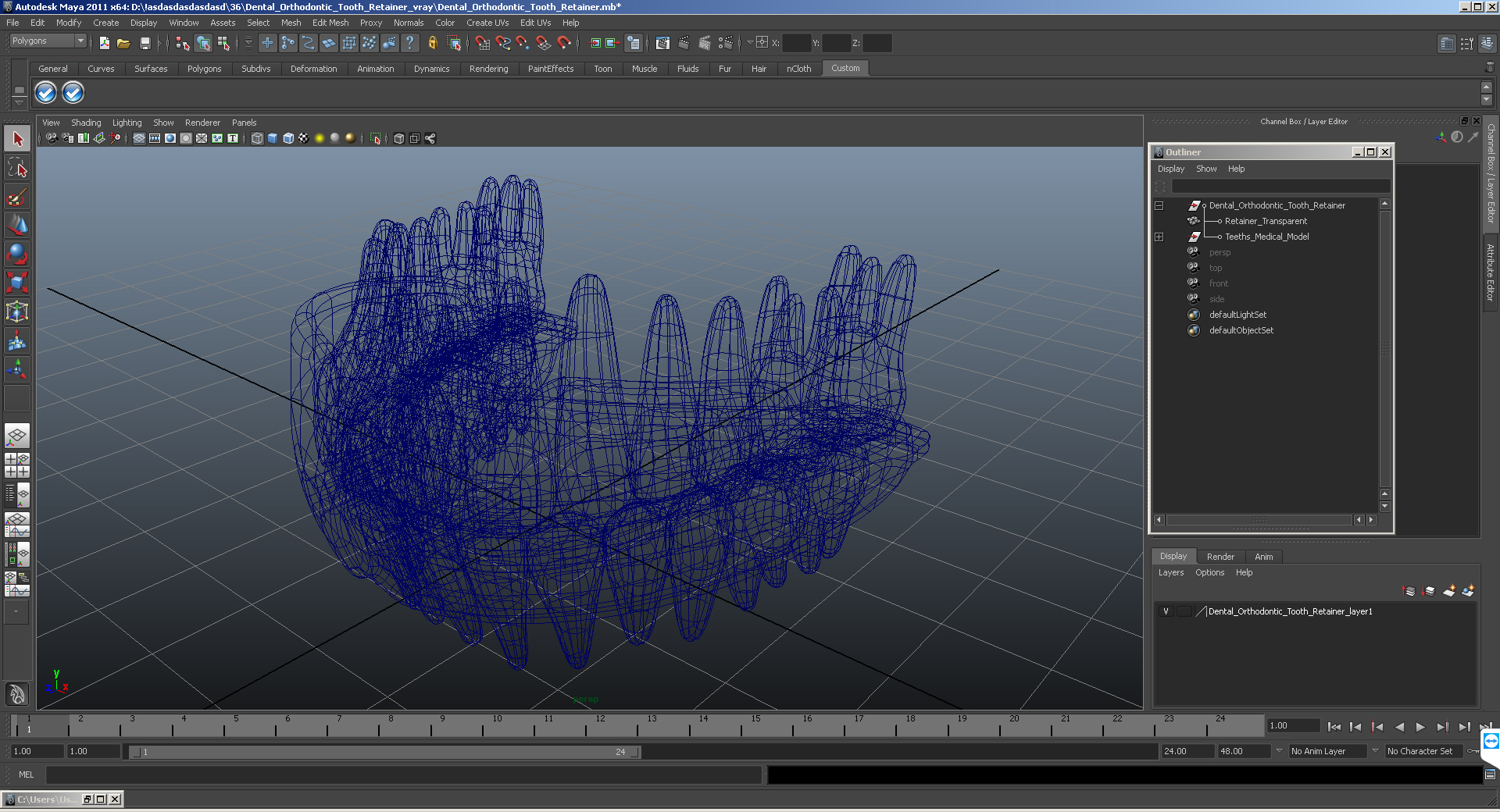 3D Dental Orthodontic Tooth Retainer model