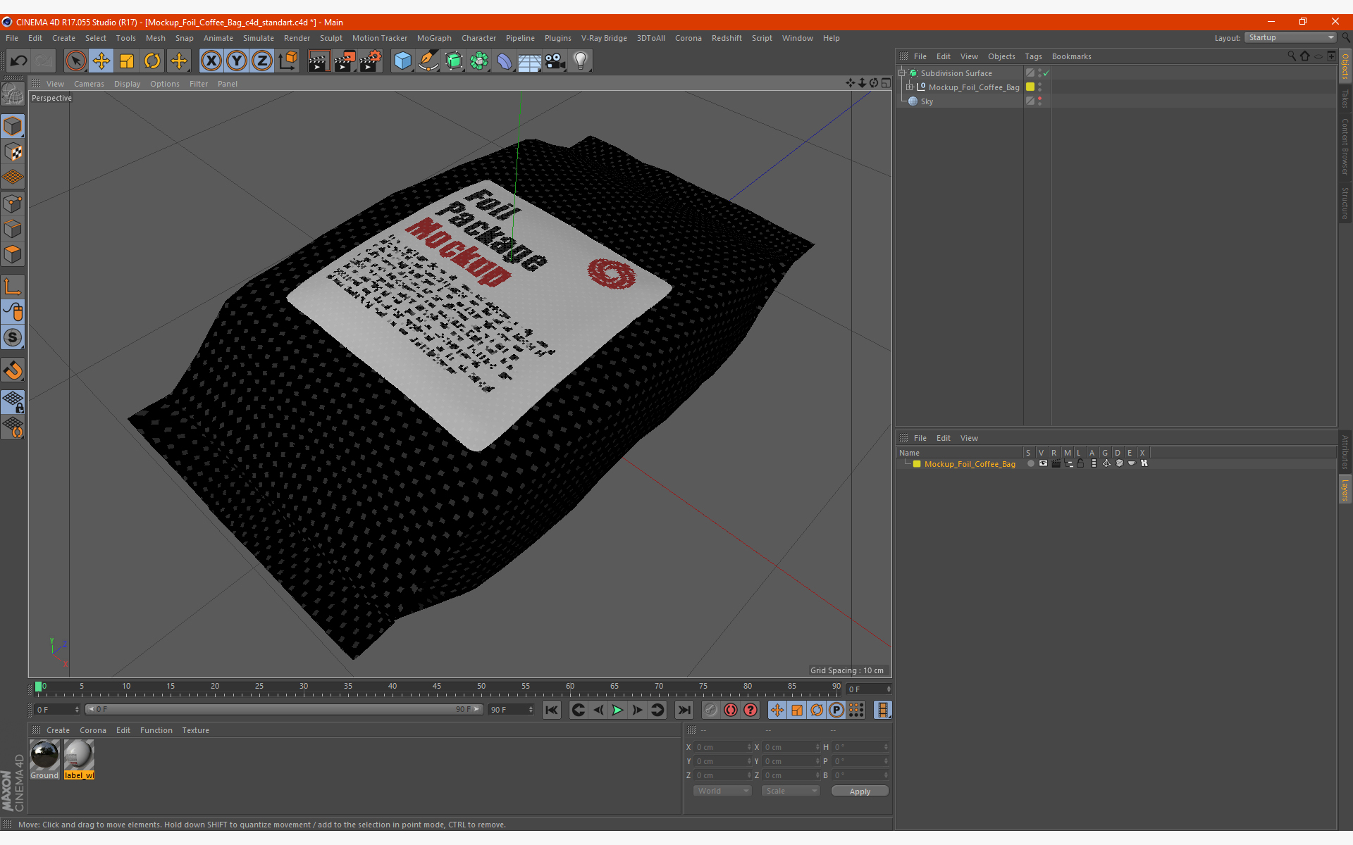Mockup Foil Coffee Bag 3D