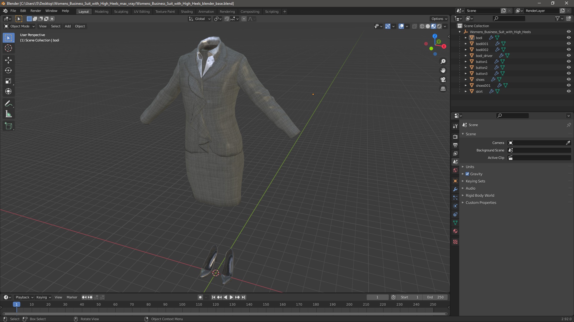 3D Womens Business Suit with High Heels