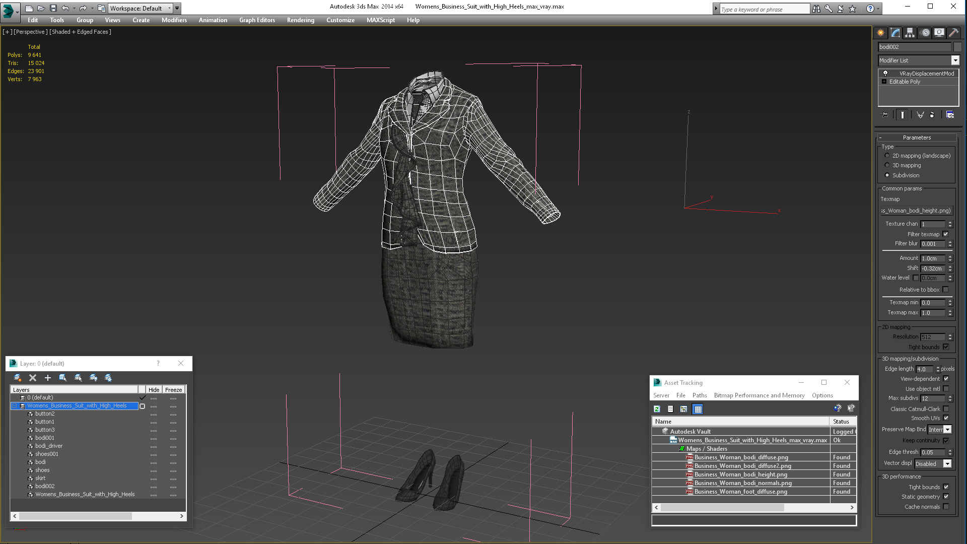 3D Womens Business Suit with High Heels