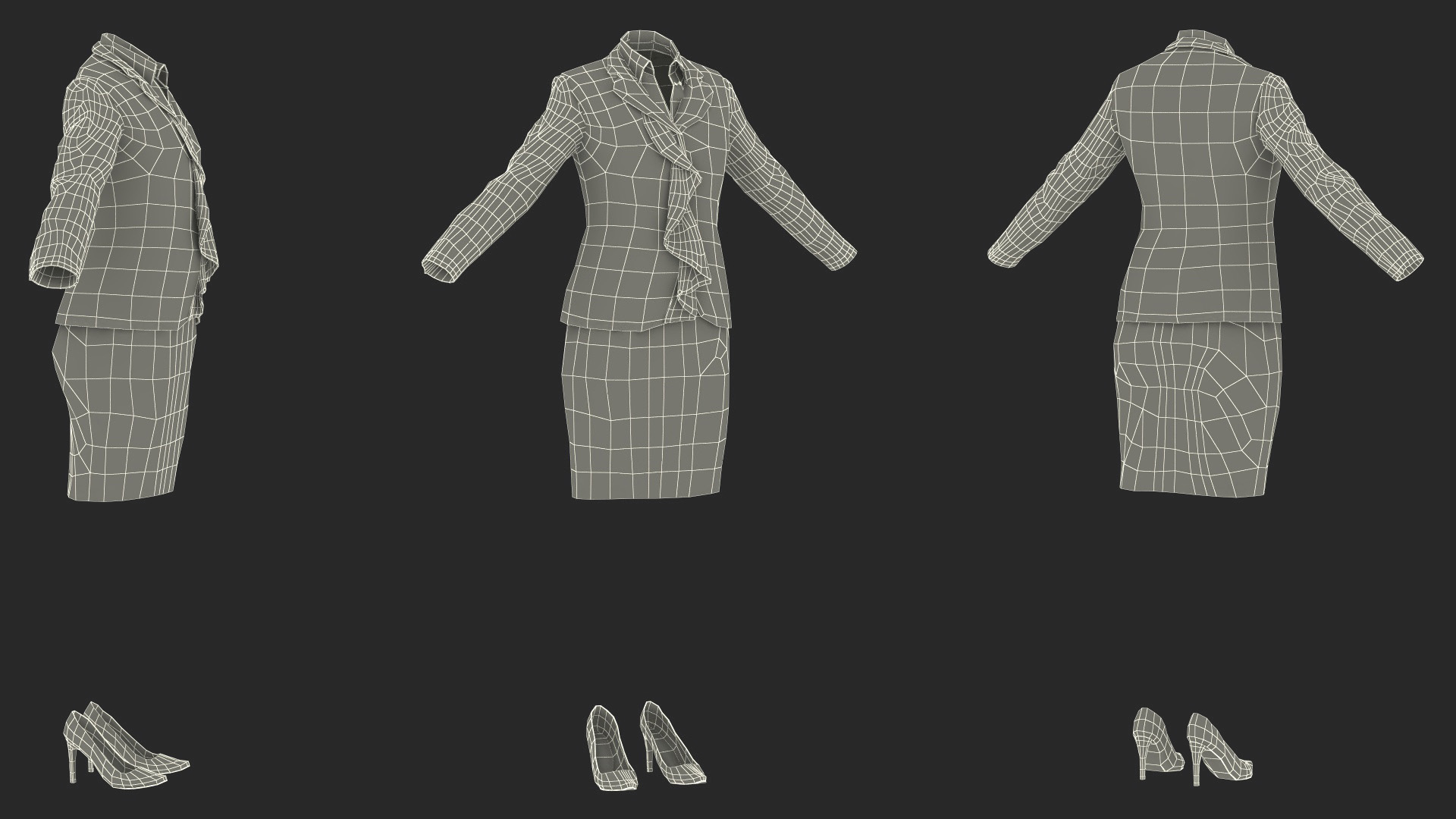 3D Womens Business Suit with High Heels