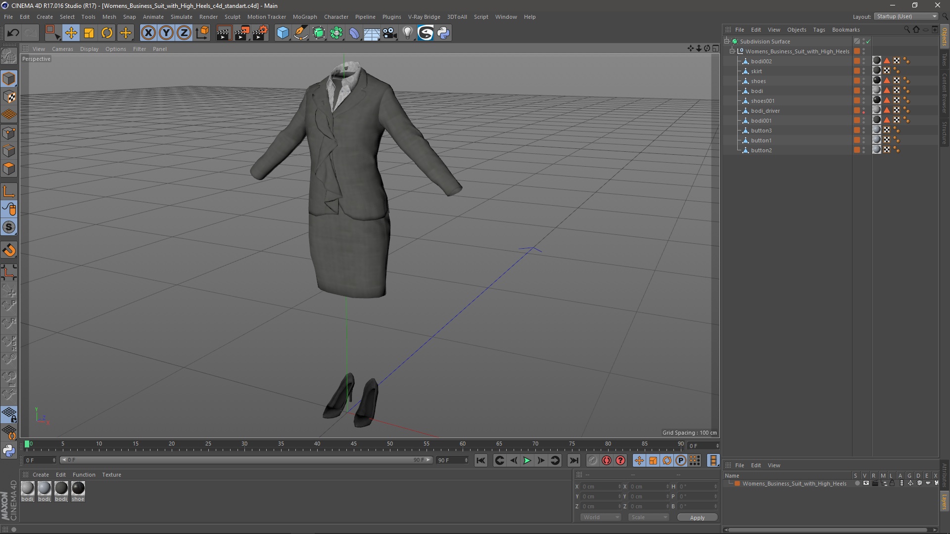 3D Womens Business Suit with High Heels