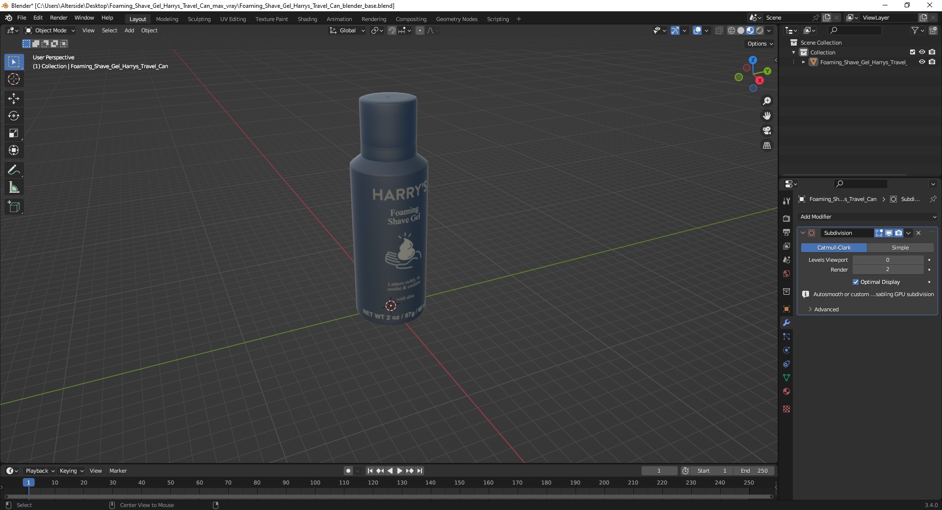 3D model Foaming Shave Gel Harrys Travel Can