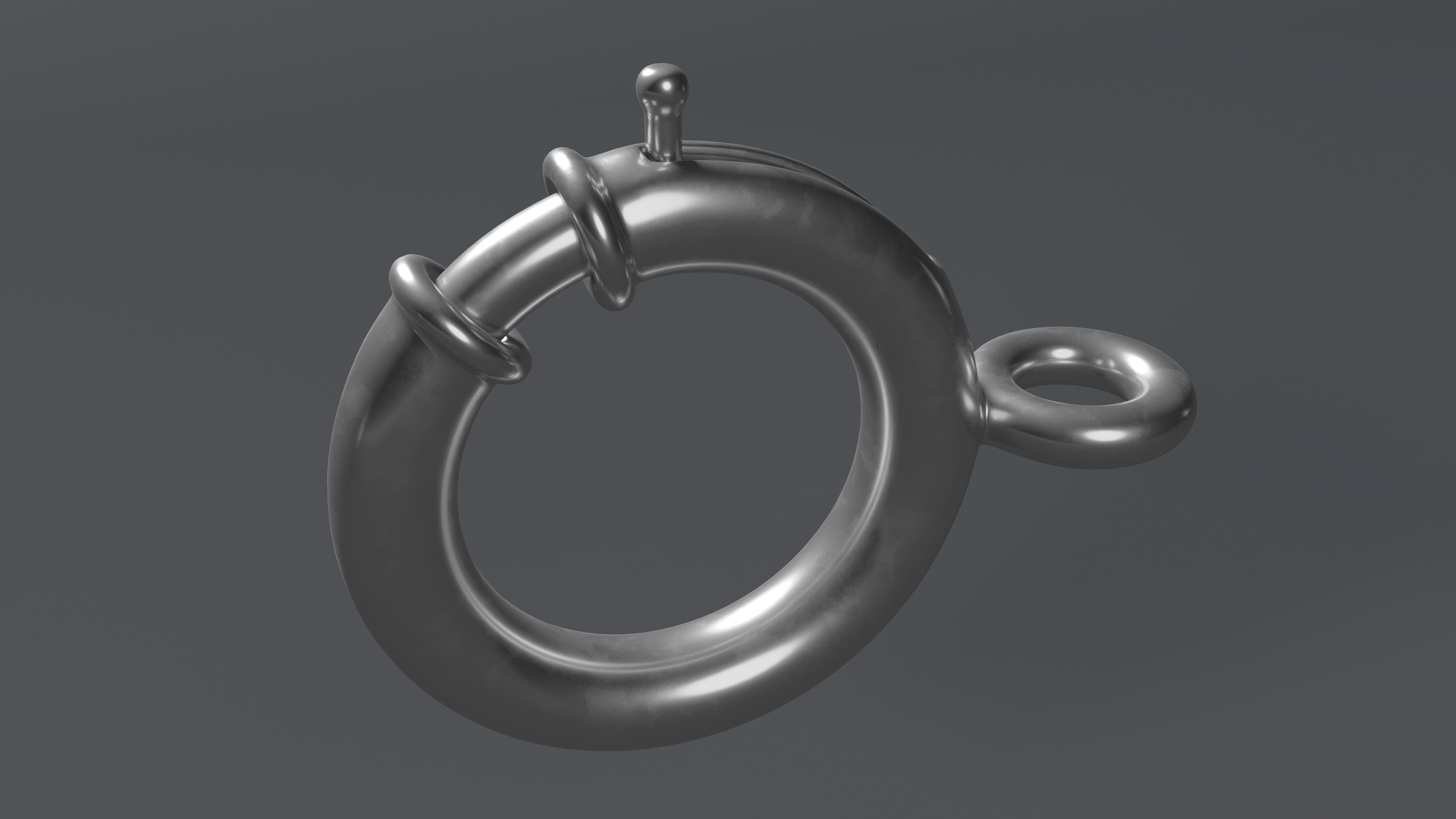 3D Silver Spring Ring Bracelet Clasp model