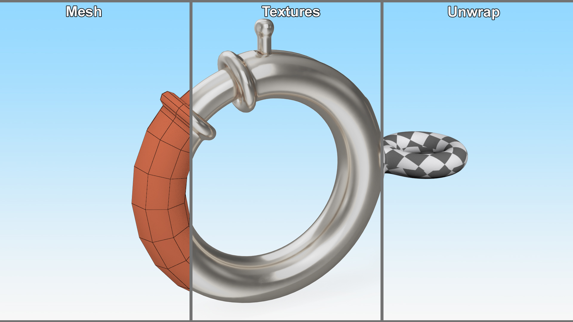 3D Silver Spring Ring Bracelet Clasp model