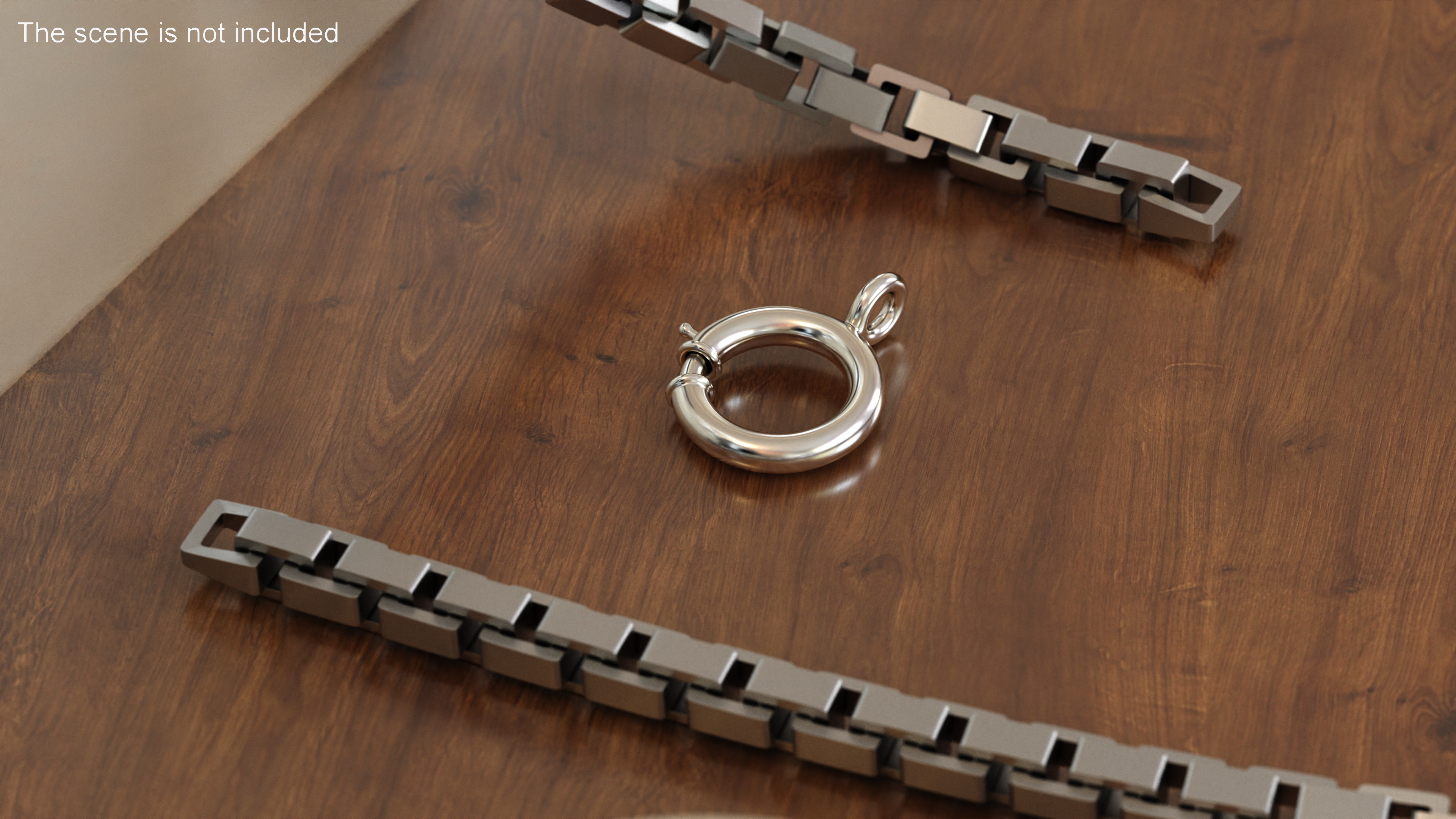 3D Silver Spring Ring Bracelet Clasp model