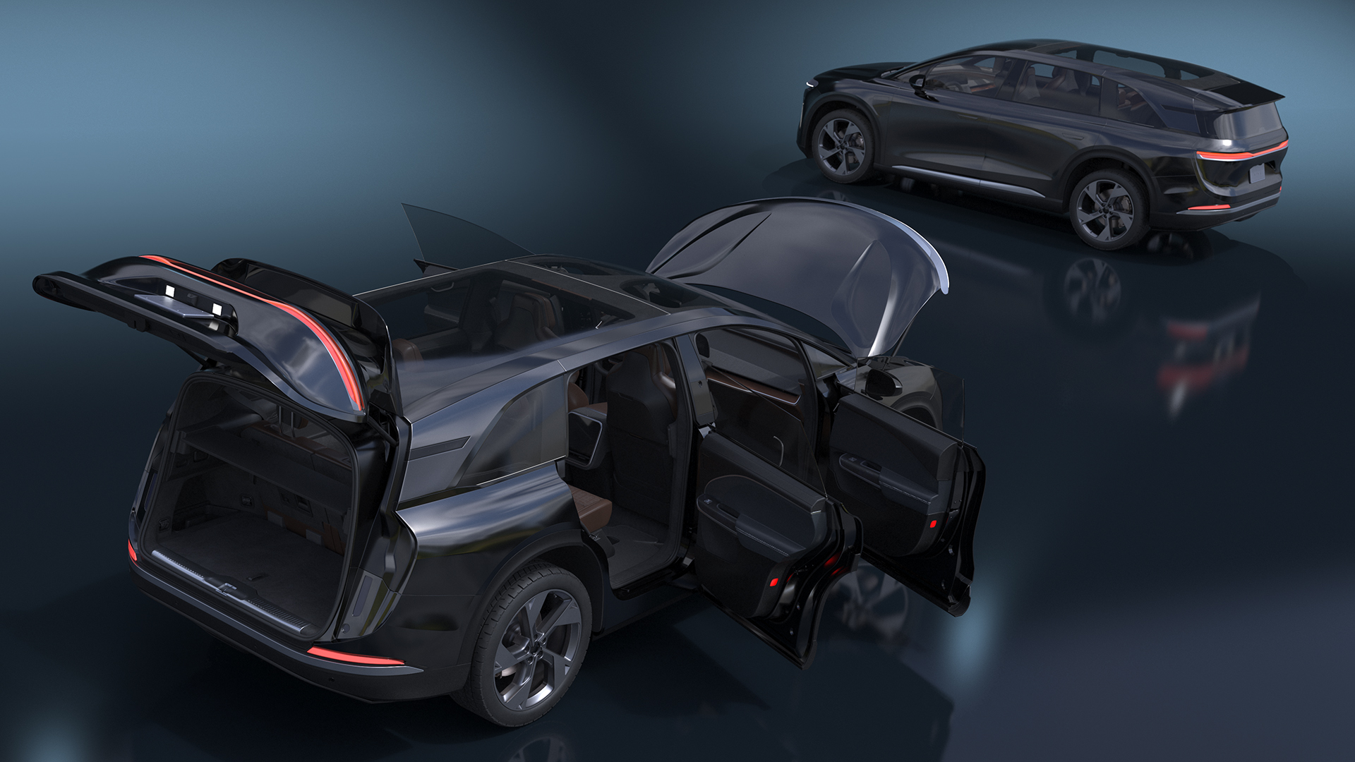 3D model Modern Electric SUV Generic Black Rigged