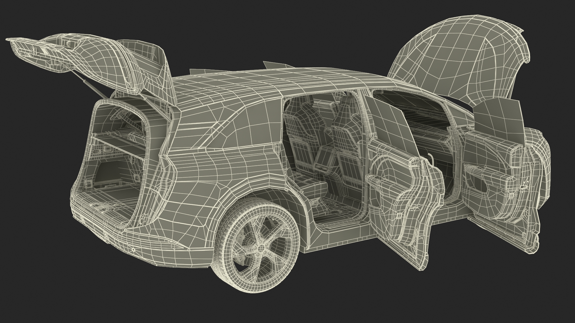 3D model Modern Electric SUV Generic Black Rigged