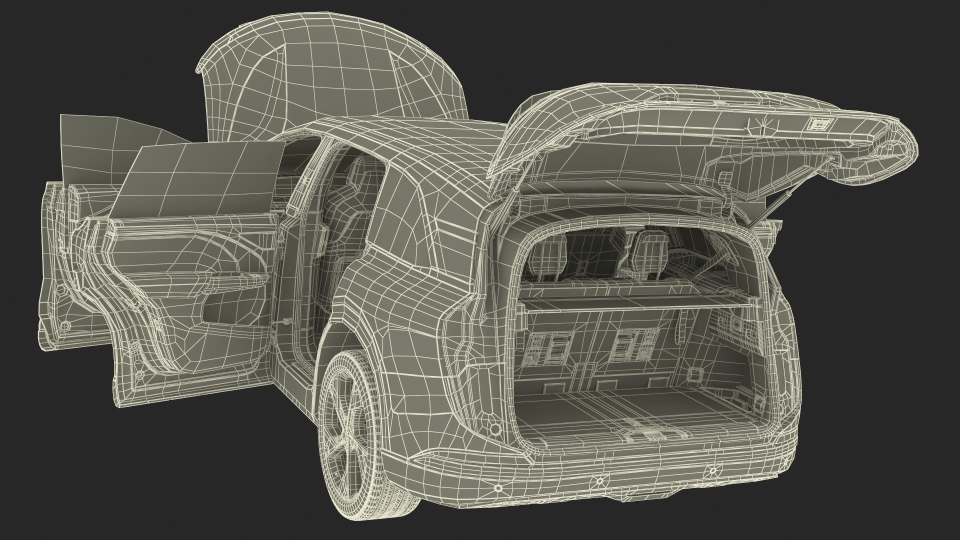3D model Modern Electric SUV Generic Black Rigged