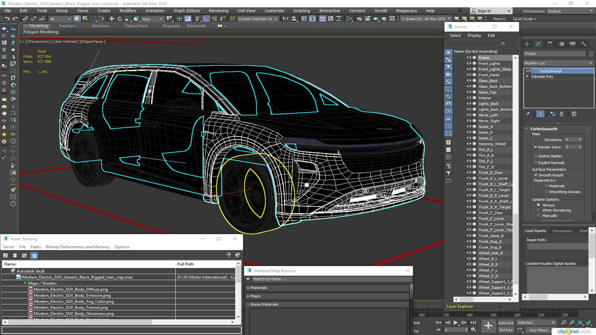 3D model Modern Electric SUV Generic Black Rigged