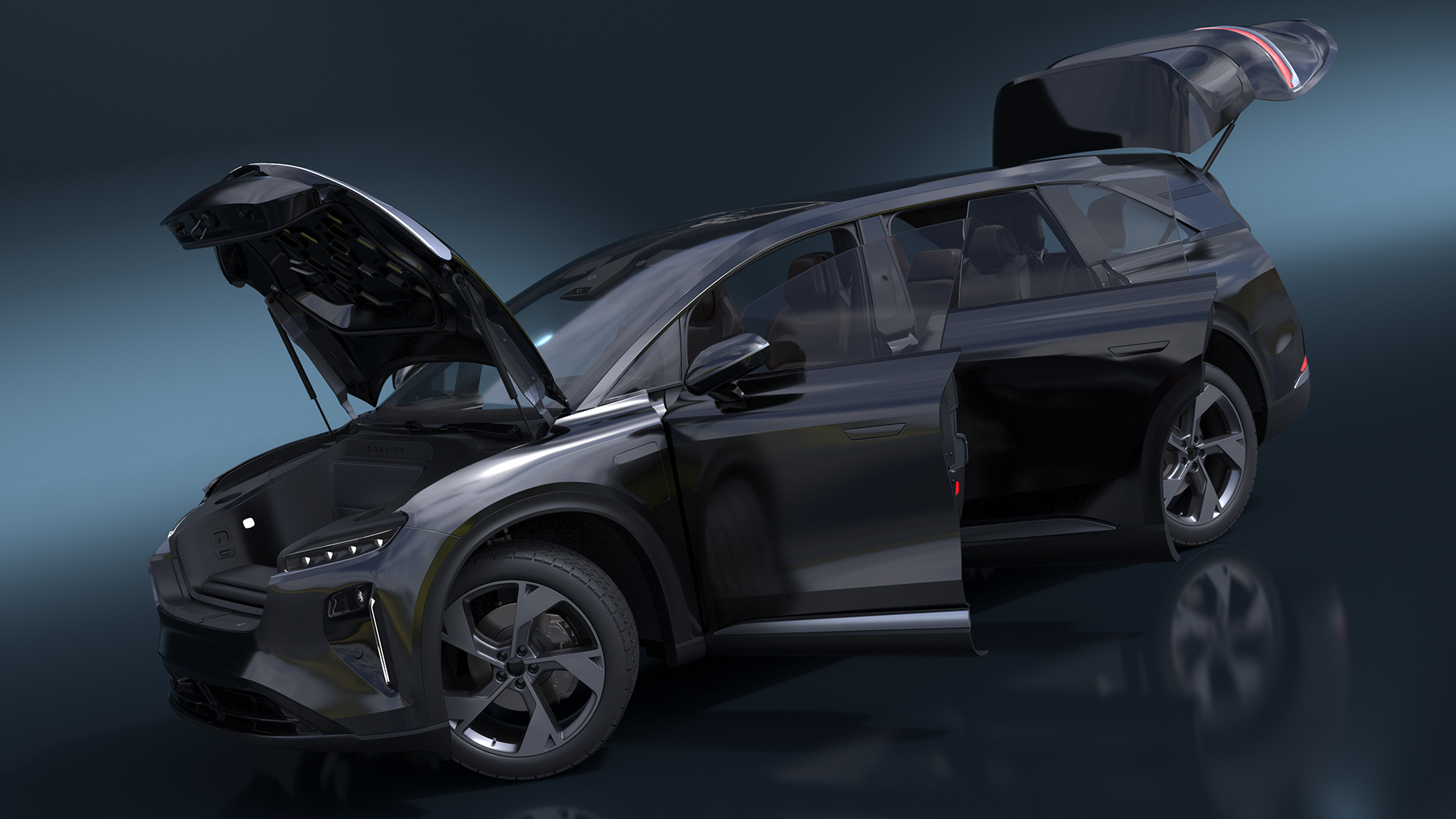 3D model Modern Electric SUV Generic Black Rigged