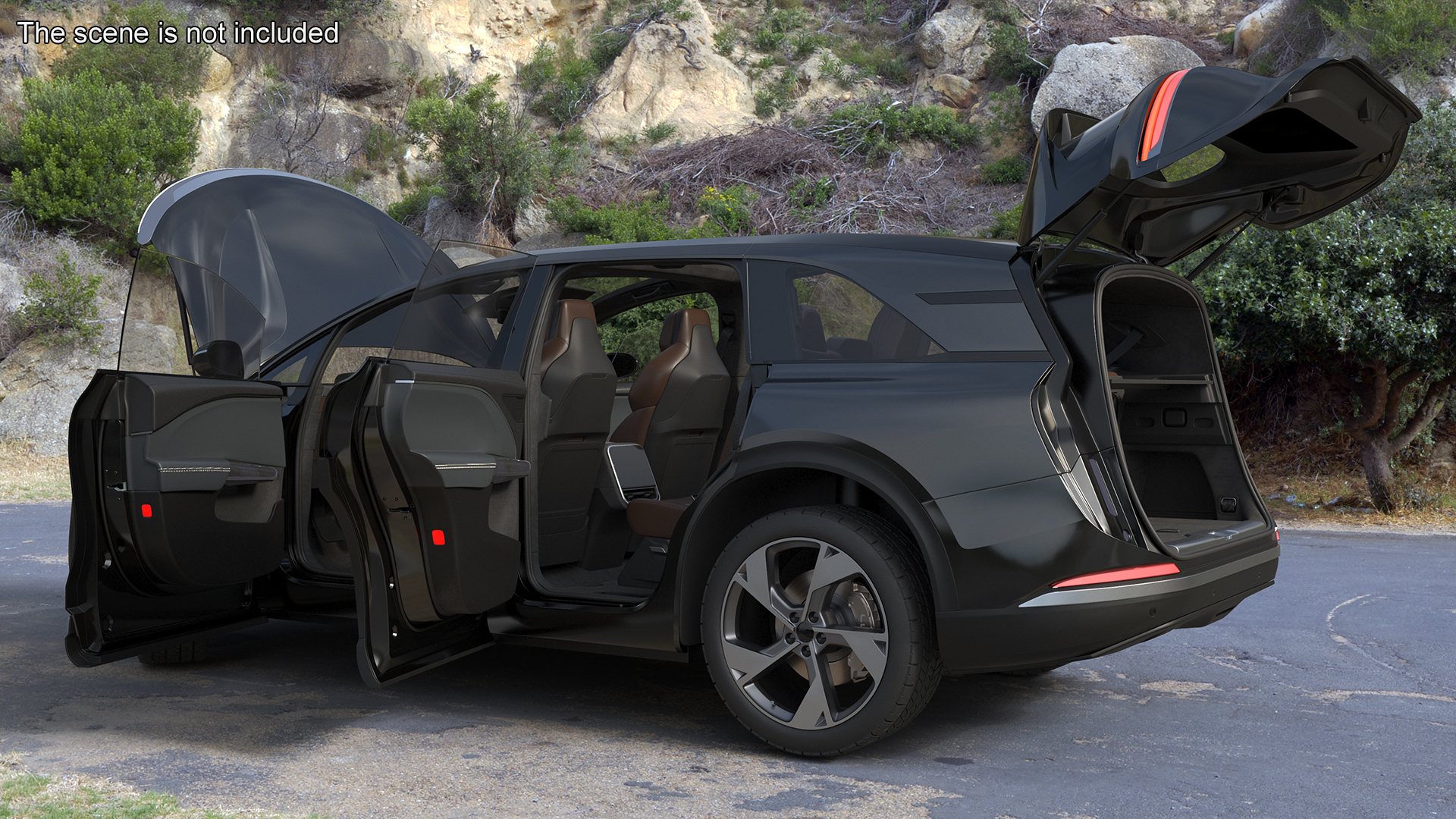 3D model Modern Electric SUV Generic Black Rigged