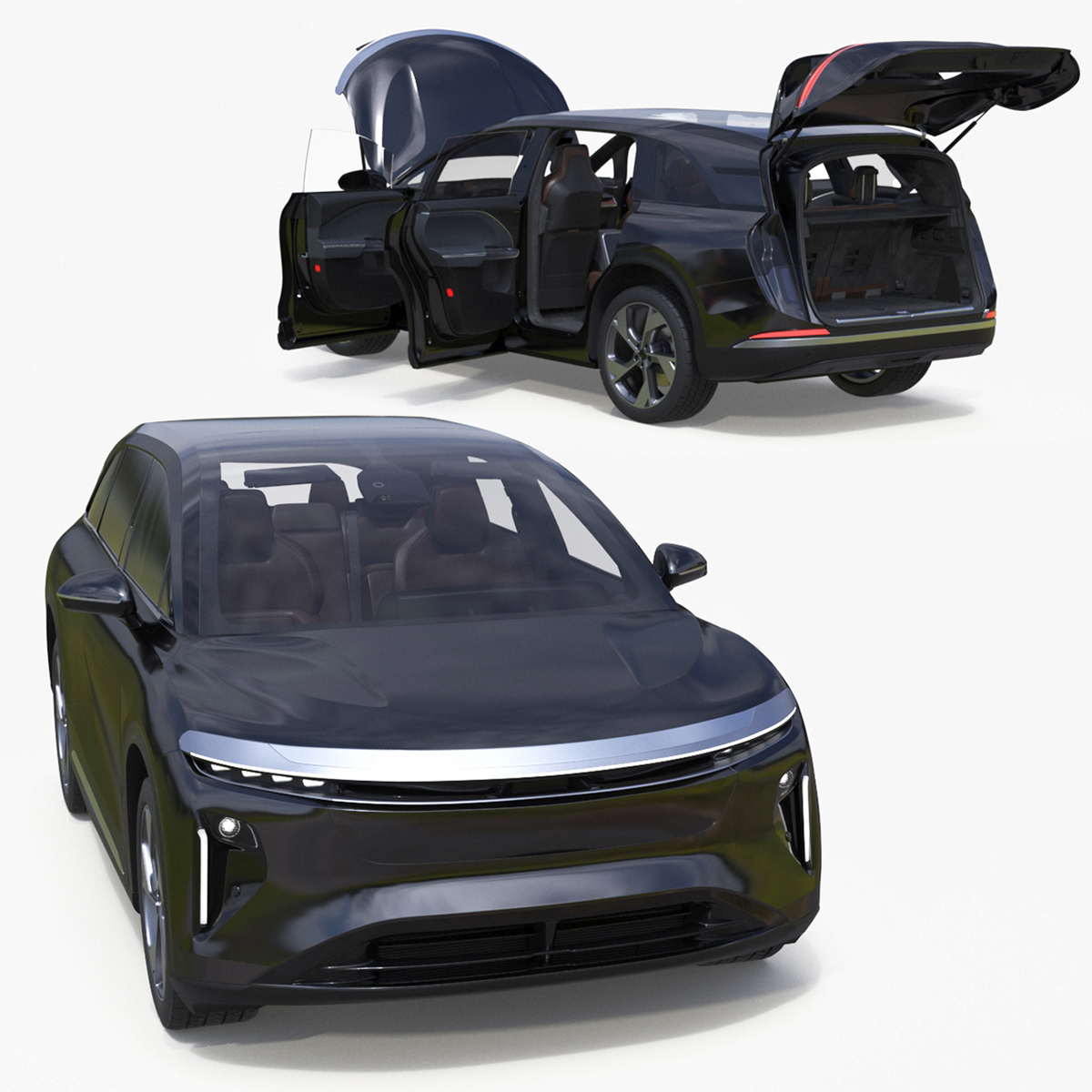 3D model Modern Electric SUV Generic Black Rigged