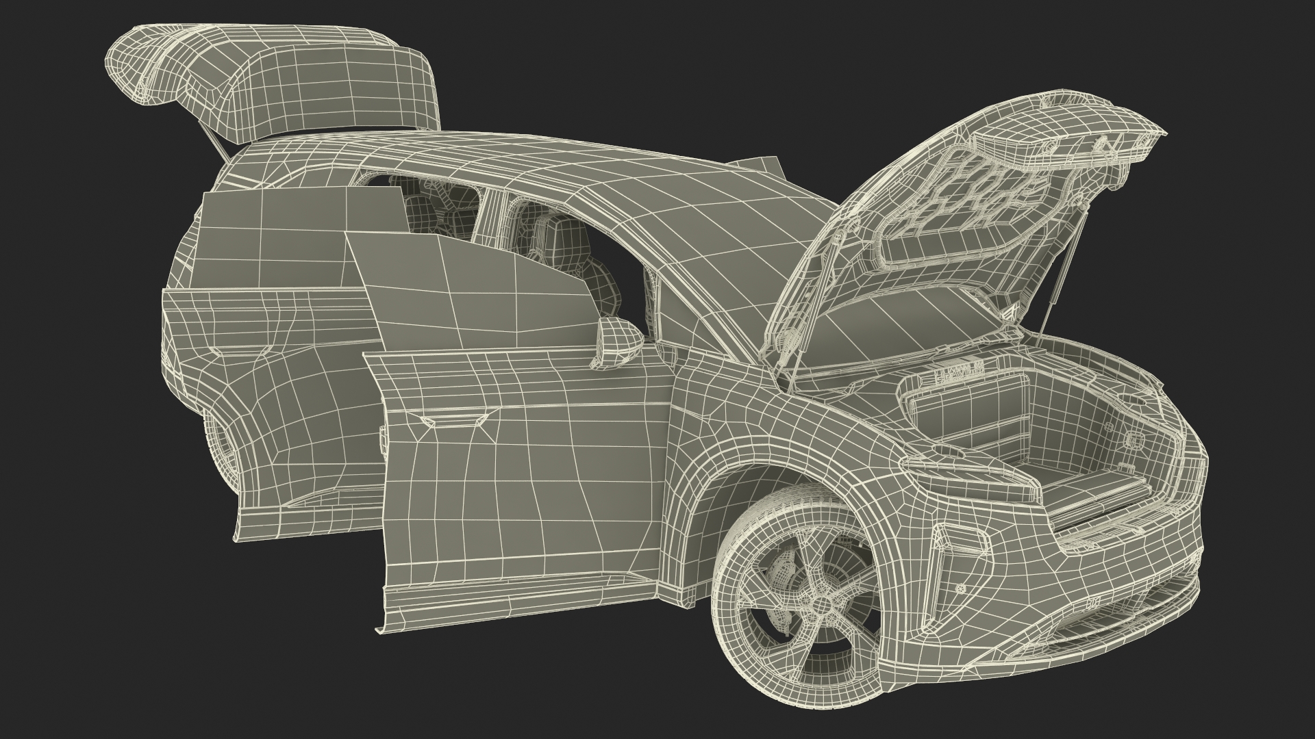 3D model Modern Electric SUV Generic Black Rigged