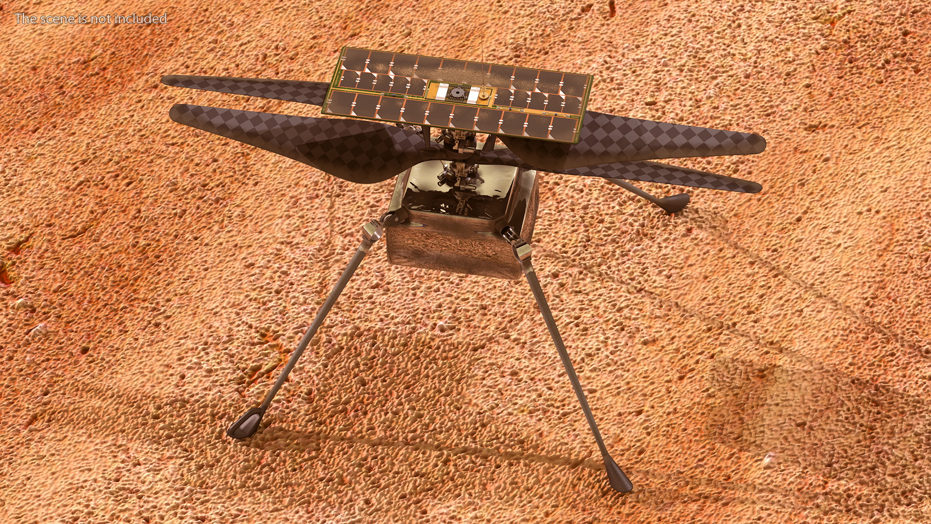 3D NASA Ingenuity Mars Helicopter Dusty