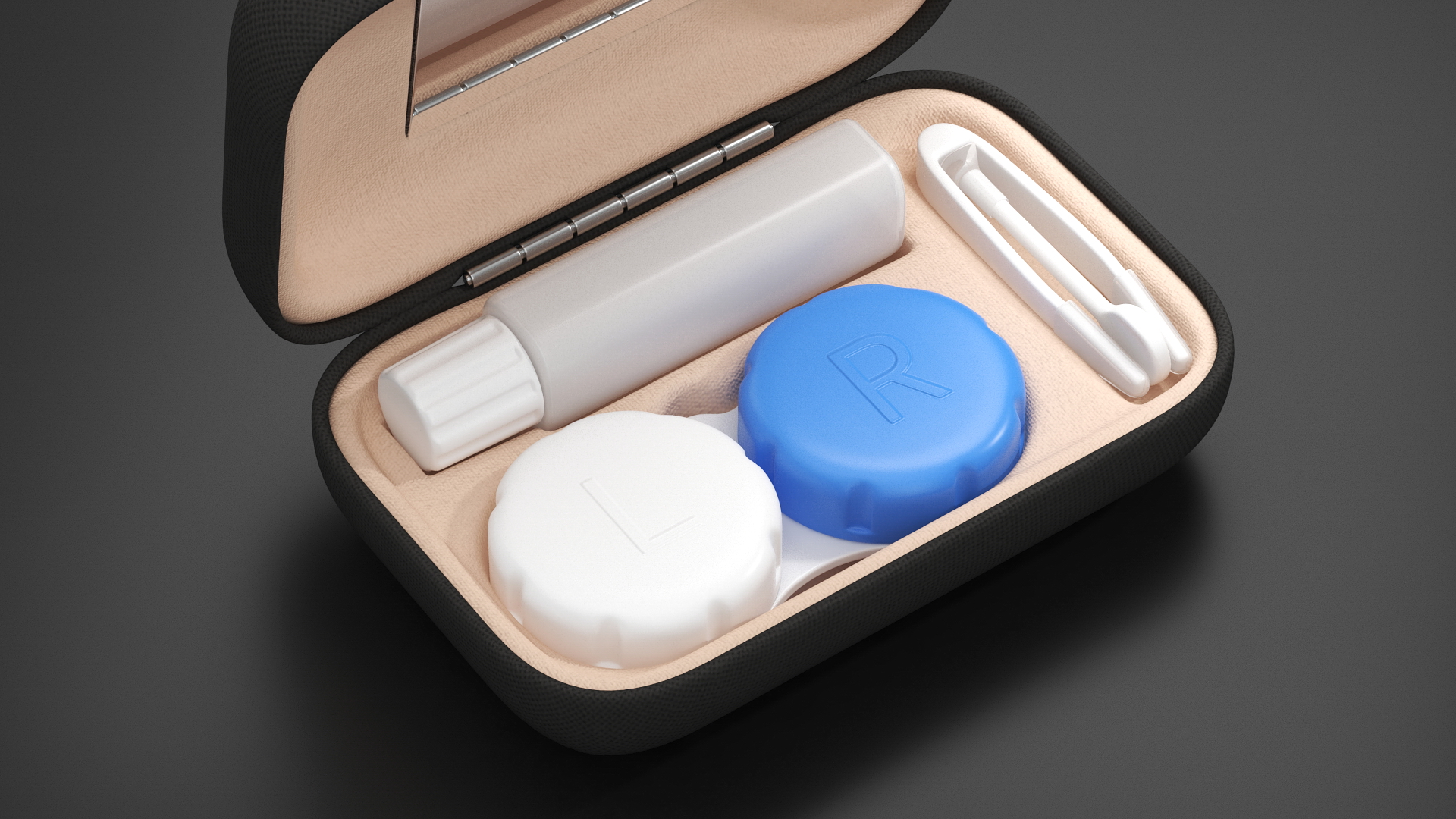 3D model Travel Contact Lens Case Black