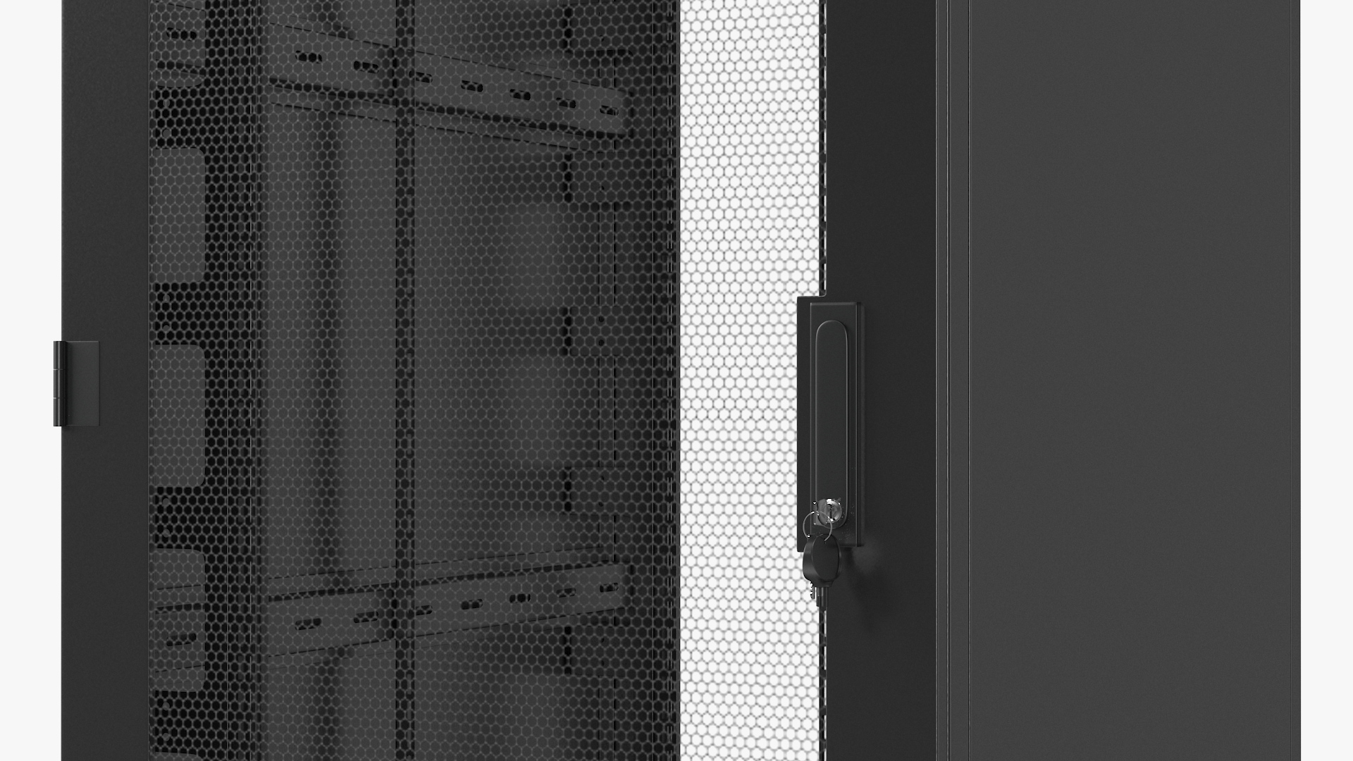 Floor Standing Rack Cabinet 42 Unit Black Empty 3D