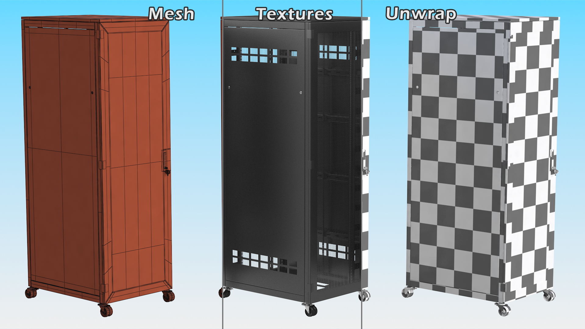 Floor Standing Rack Cabinet 42 Unit Black Empty 3D