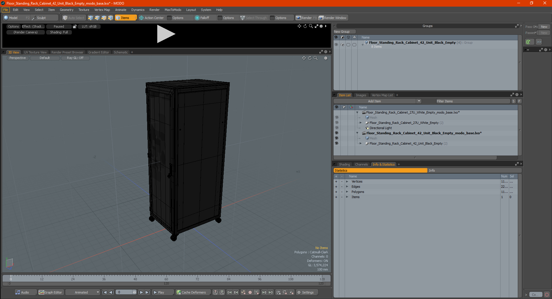 Floor Standing Rack Cabinet 42 Unit Black Empty 3D
