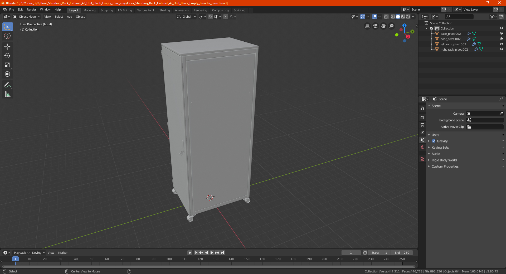 Floor Standing Rack Cabinet 42 Unit Black Empty 3D