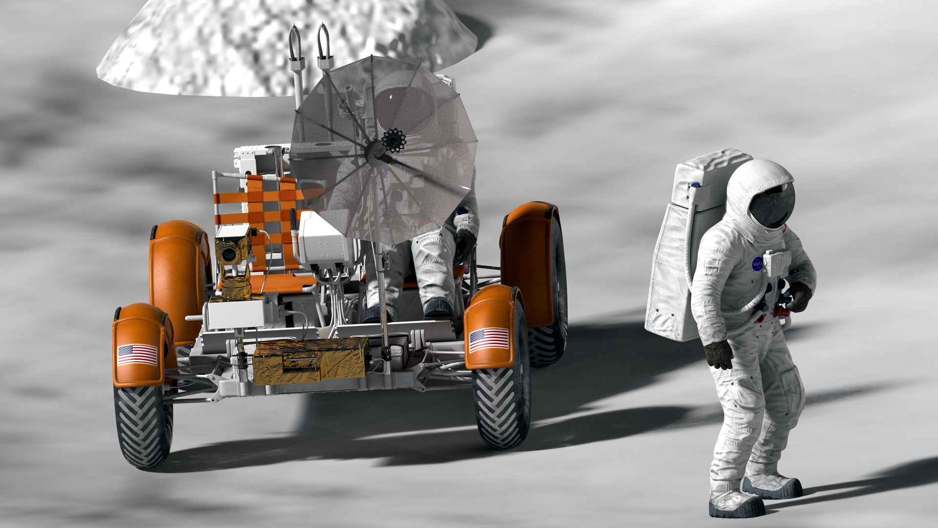 3D model Lunar Roving Vehicle with Astronaut