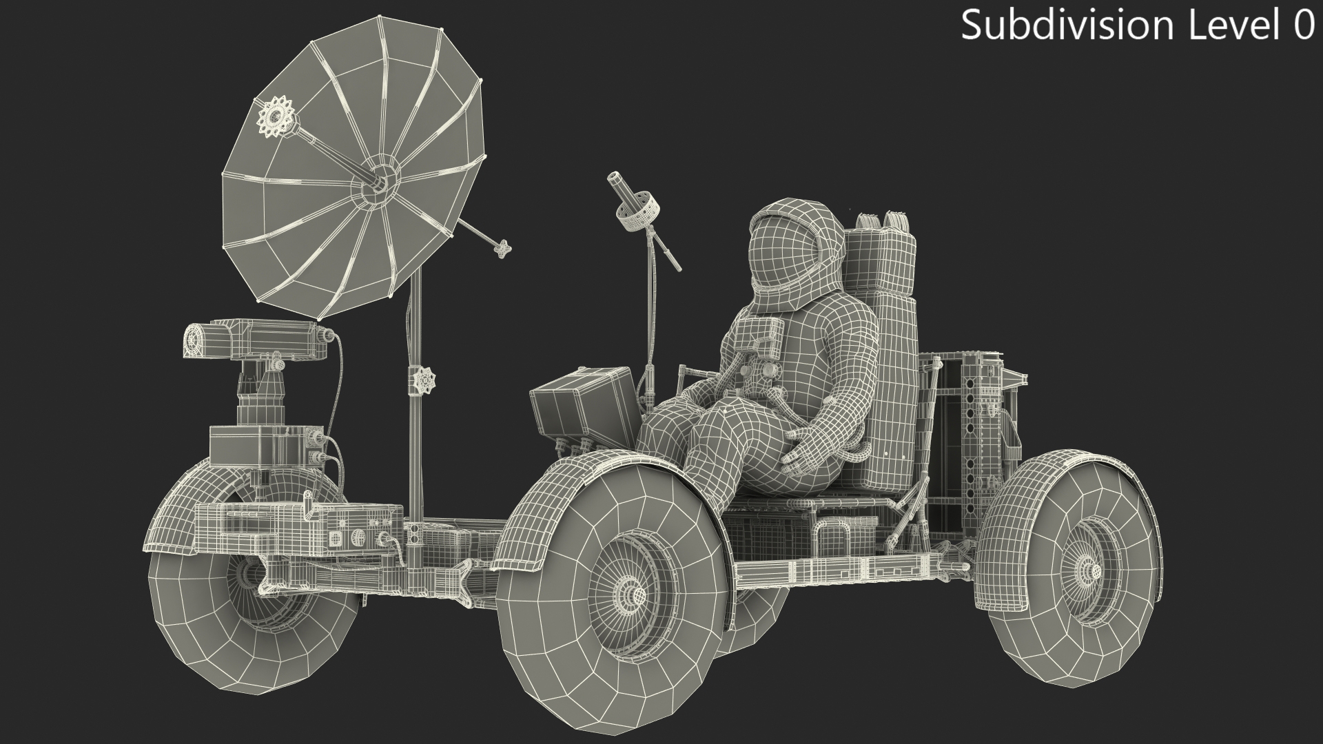 3D model Lunar Roving Vehicle with Astronaut