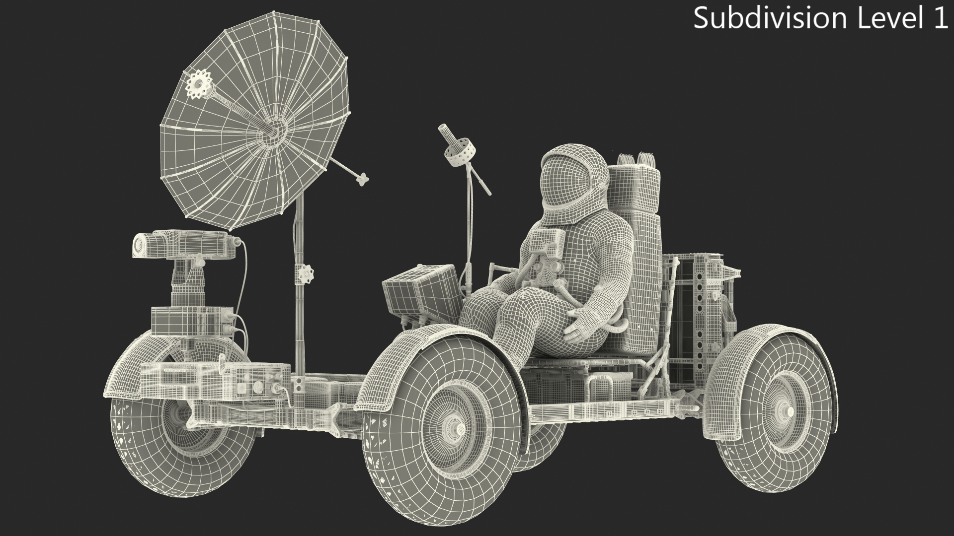 3D model Lunar Roving Vehicle with Astronaut