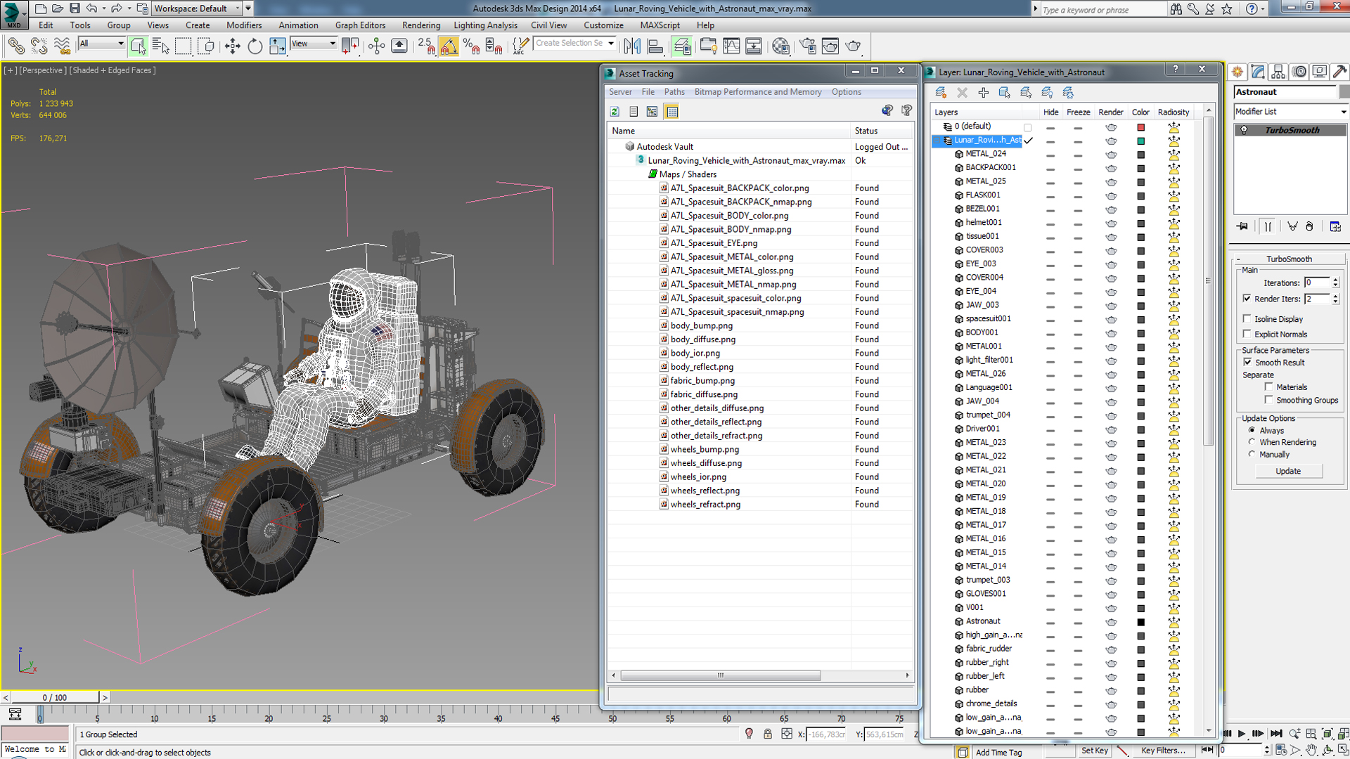 3D model Lunar Roving Vehicle with Astronaut