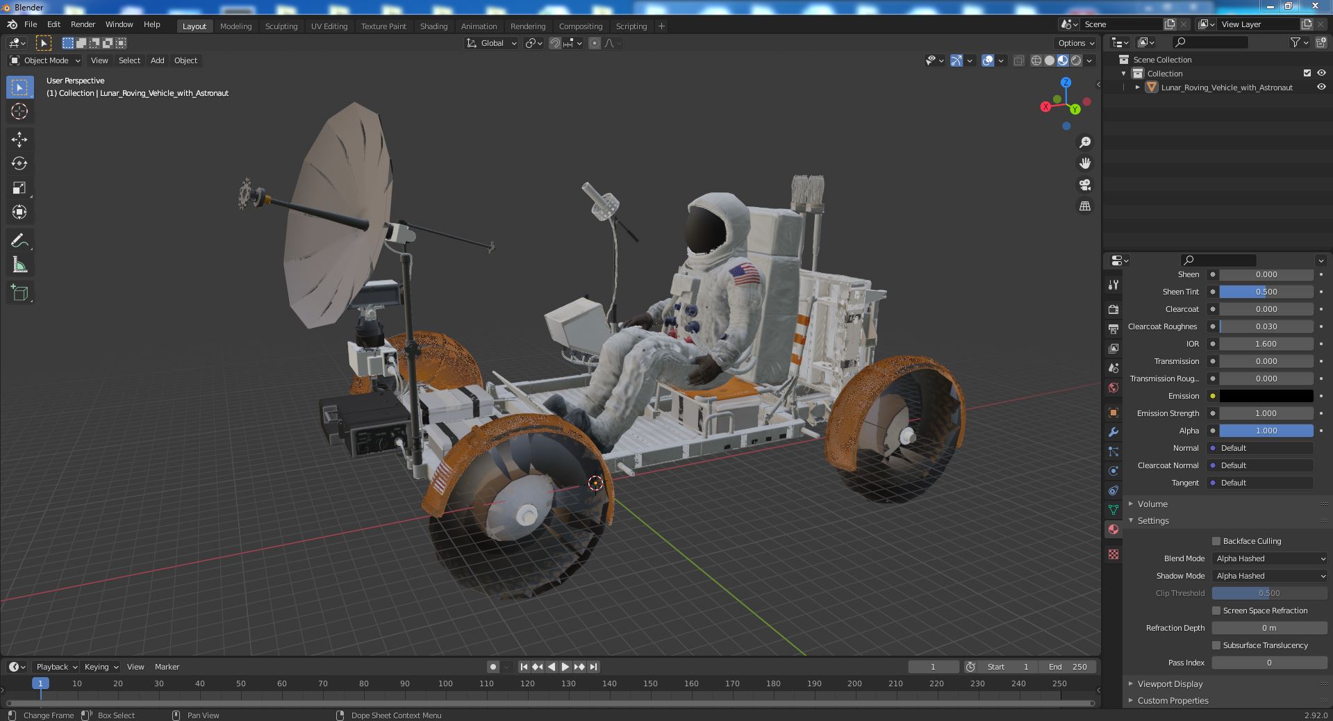 3D model Lunar Roving Vehicle with Astronaut