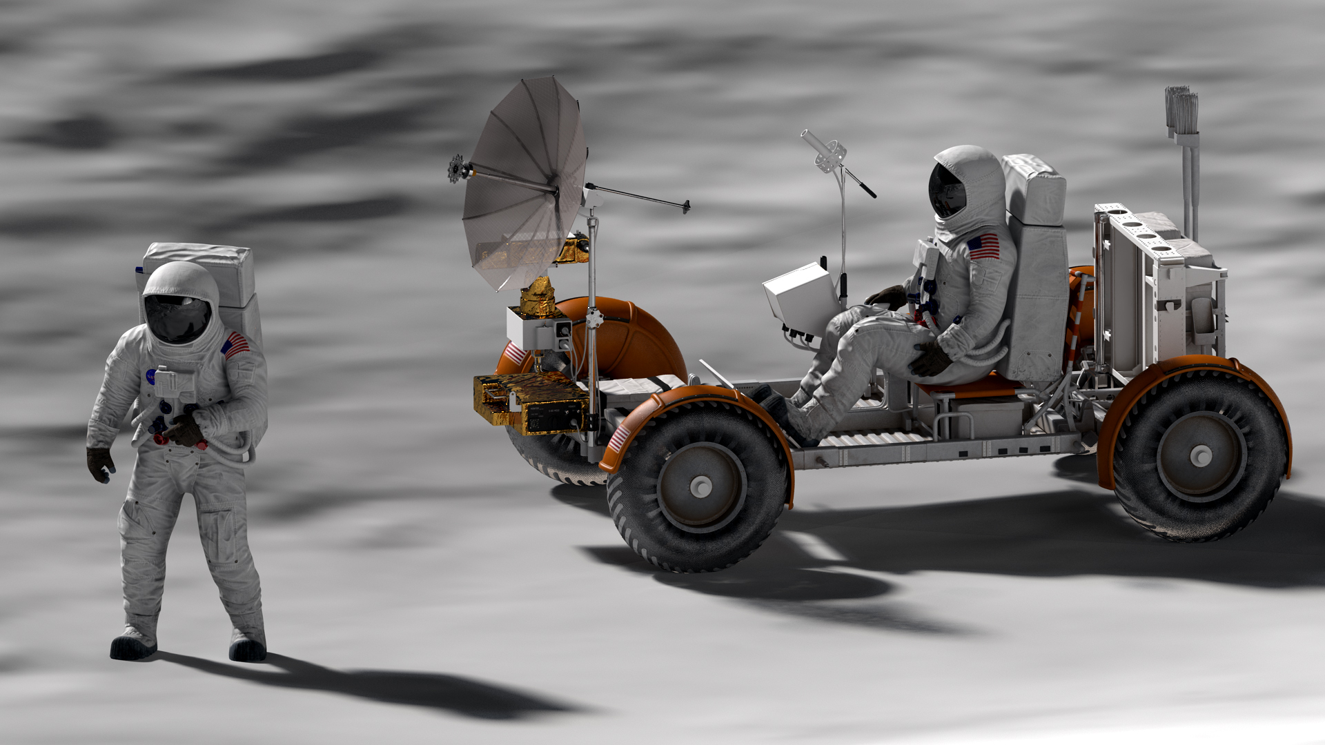 3D model Lunar Roving Vehicle with Astronaut