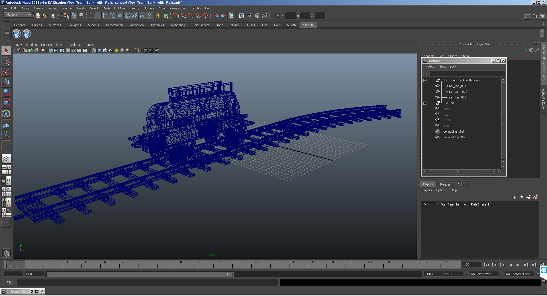 3D model Toy Train Tank with Rails